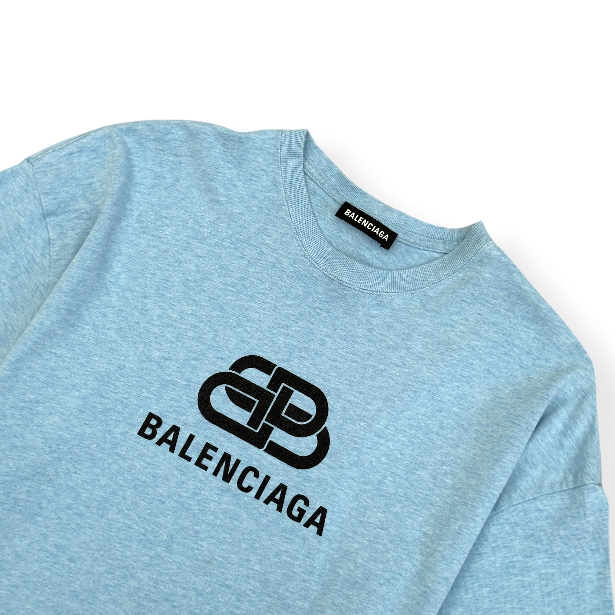 BALENCIAGA BB LOGO T-SHIRT LIGHT BLUE XL