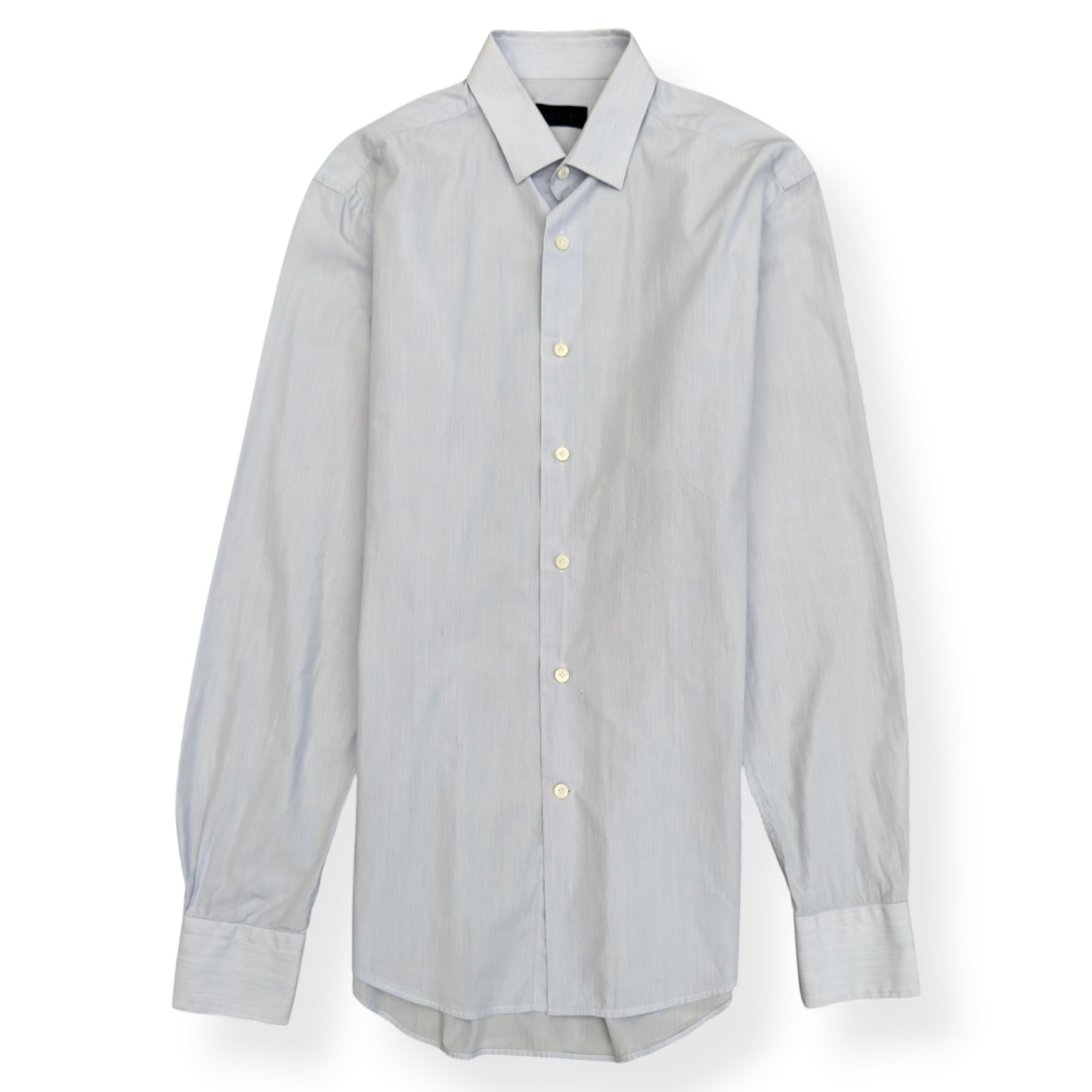LANVIN STRIPED COTTON SHIRT BLUE 15.5 / M