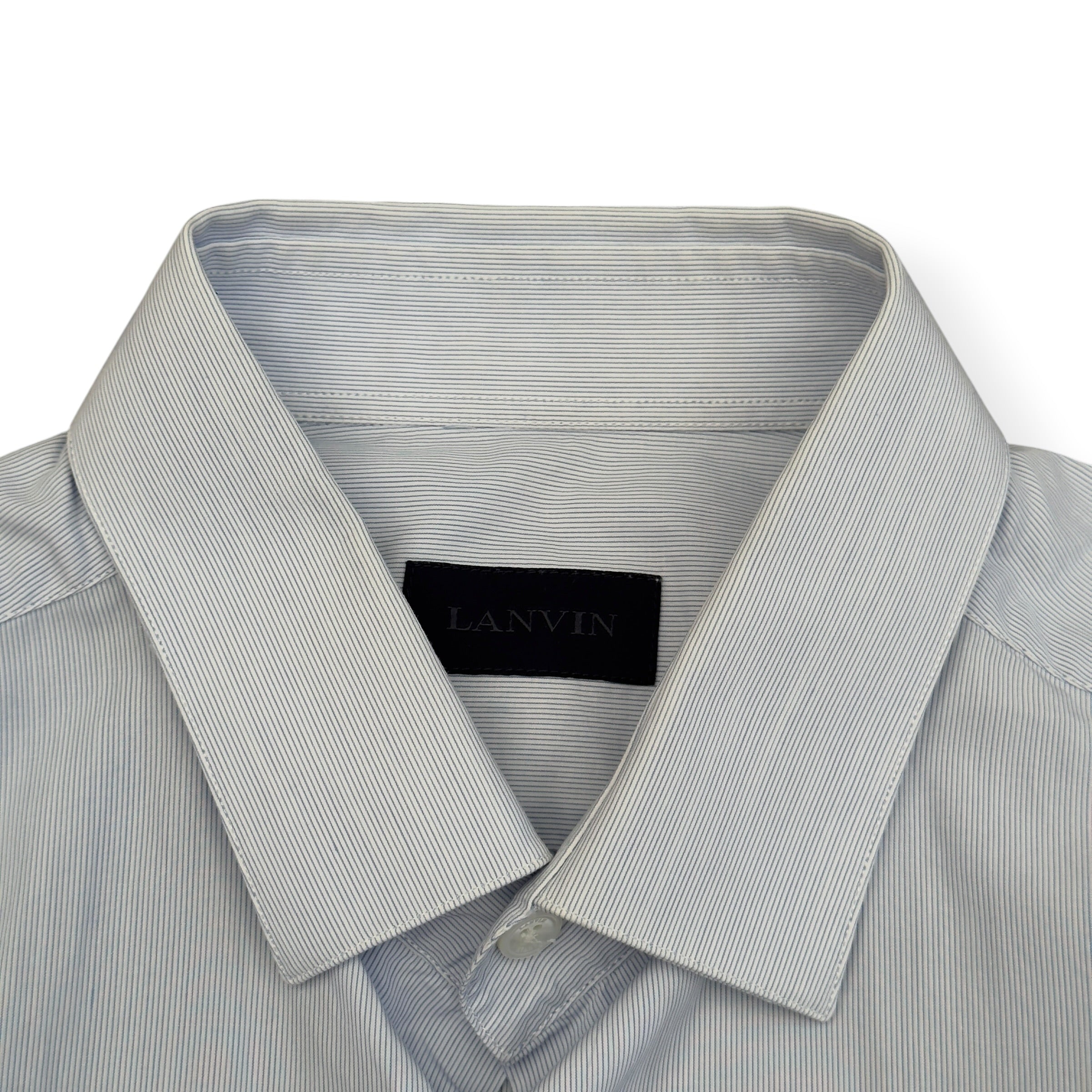 LANVIN STRIPED COTTON SHIRT BLUE 15.5 / M