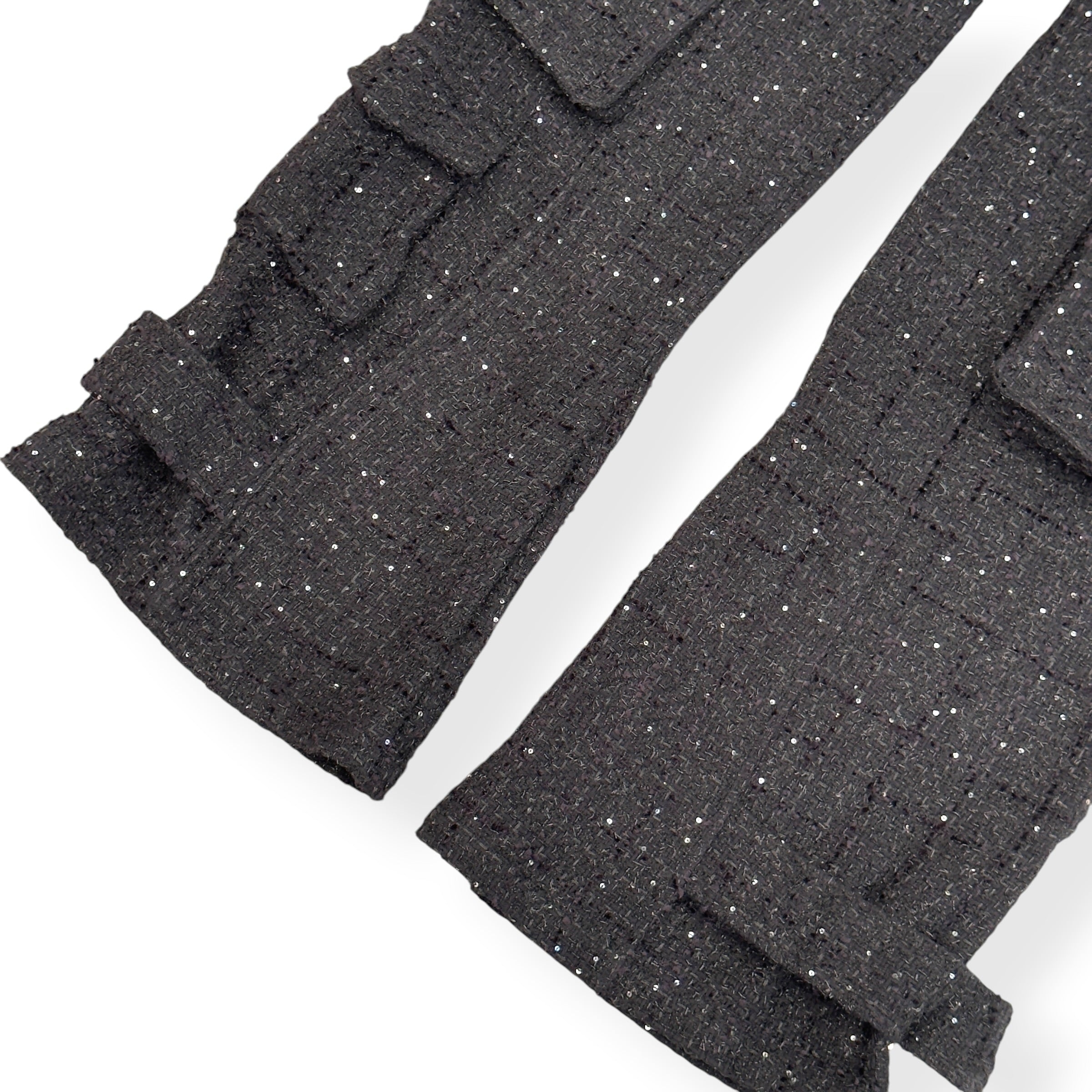GCDS ULTRACARGO SEQUIN TWEED TROUSERS BLACK 48 / S