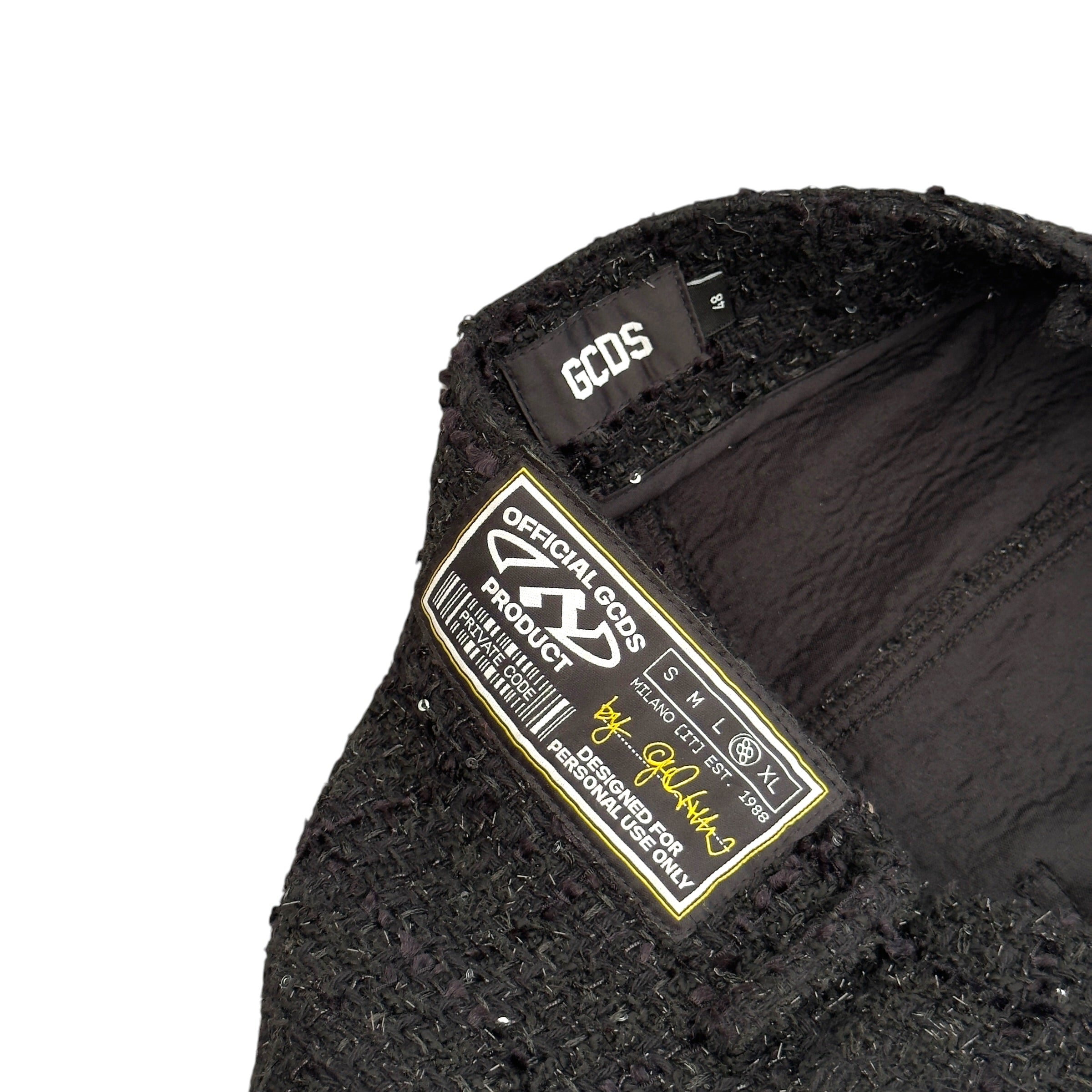 GCDS ULTRACARGO SEQUIN TWEED TROUSERS BLACK 48 / S