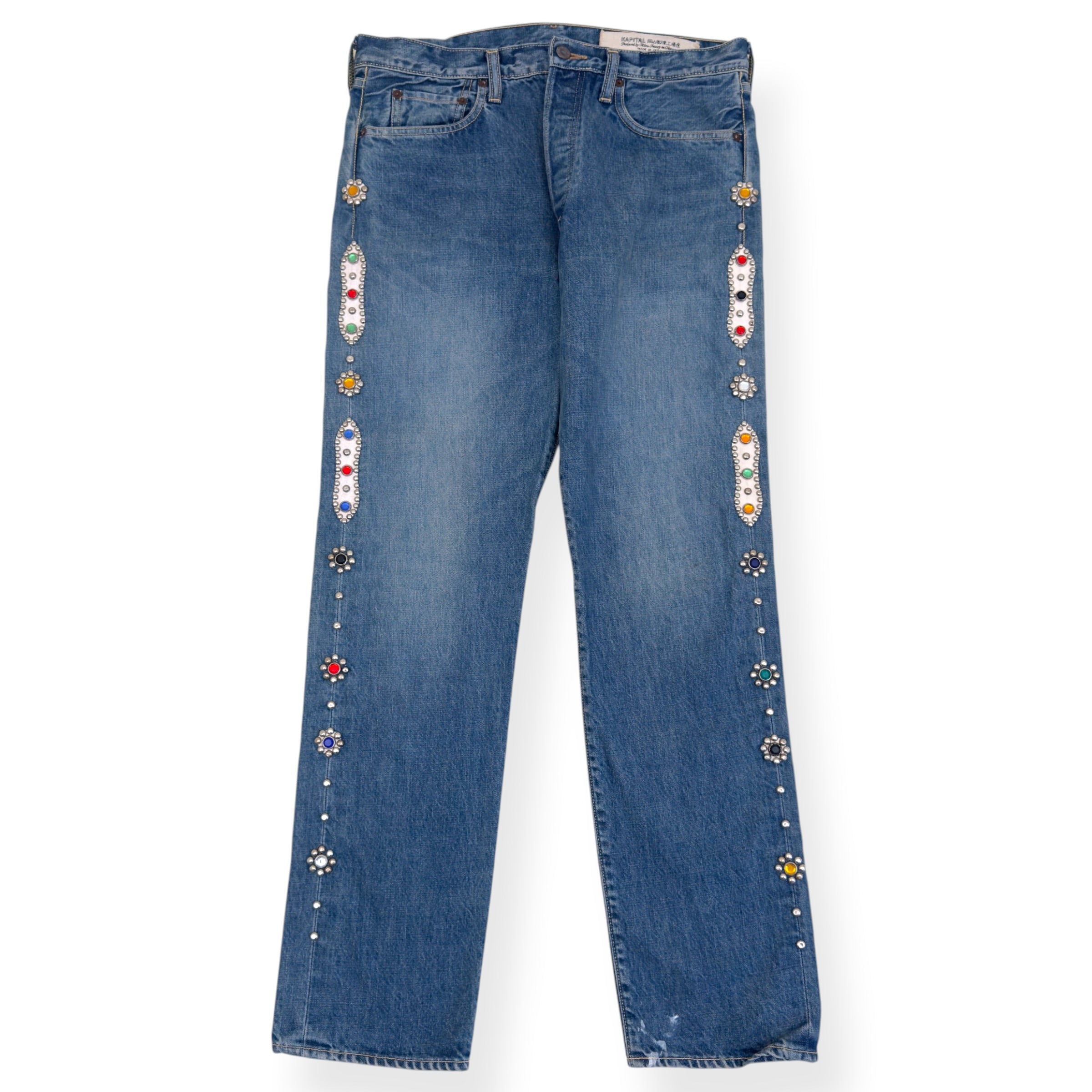 KAPITAL MONKEY CISCO JEWEL EMBELLISHED JEANS BLUE 34 / L