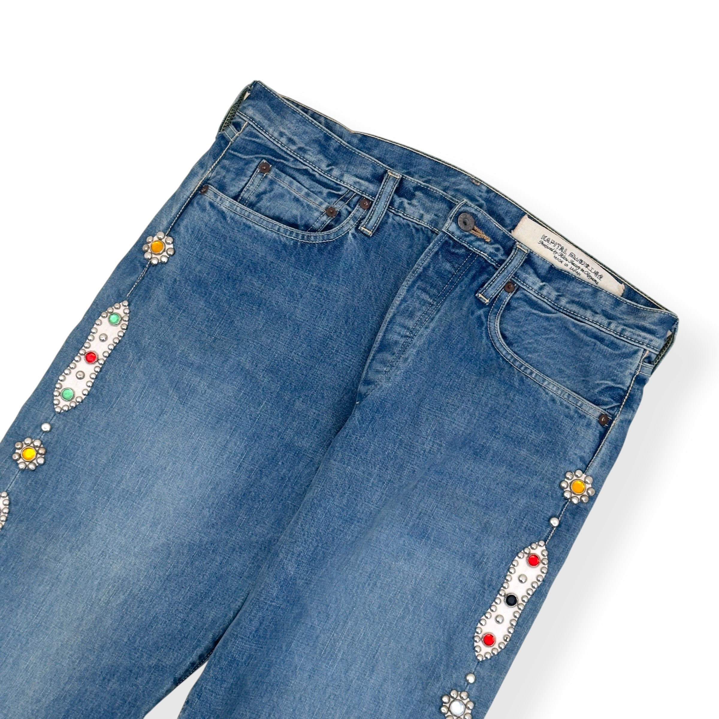 KAPITAL MONKEY CISCO JEWEL EMBELLISHED JEANS BLUE 34 / L