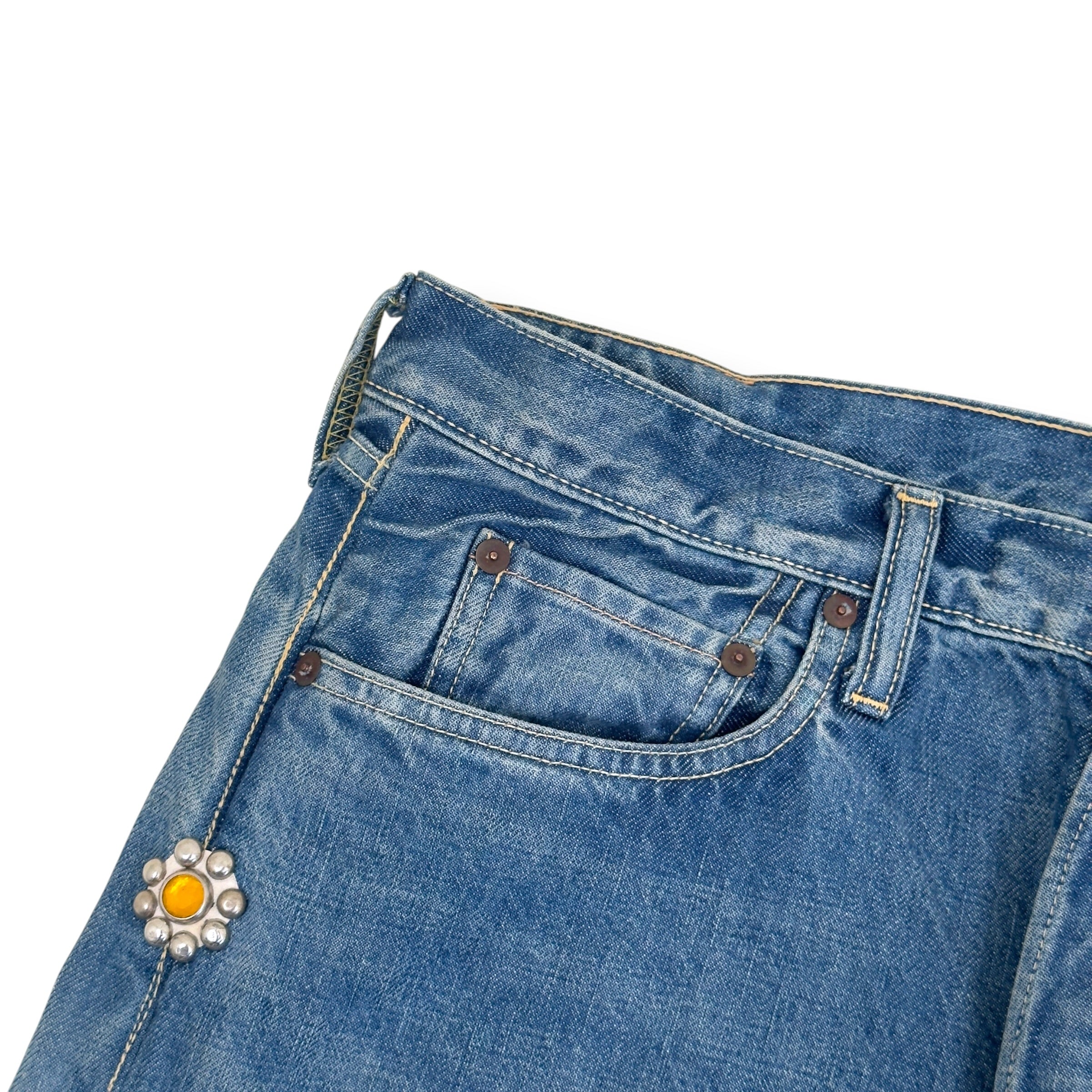 KAPITAL MONKEY CISCO JEWEL EMBELLISHED JEANS BLUE 34 / L