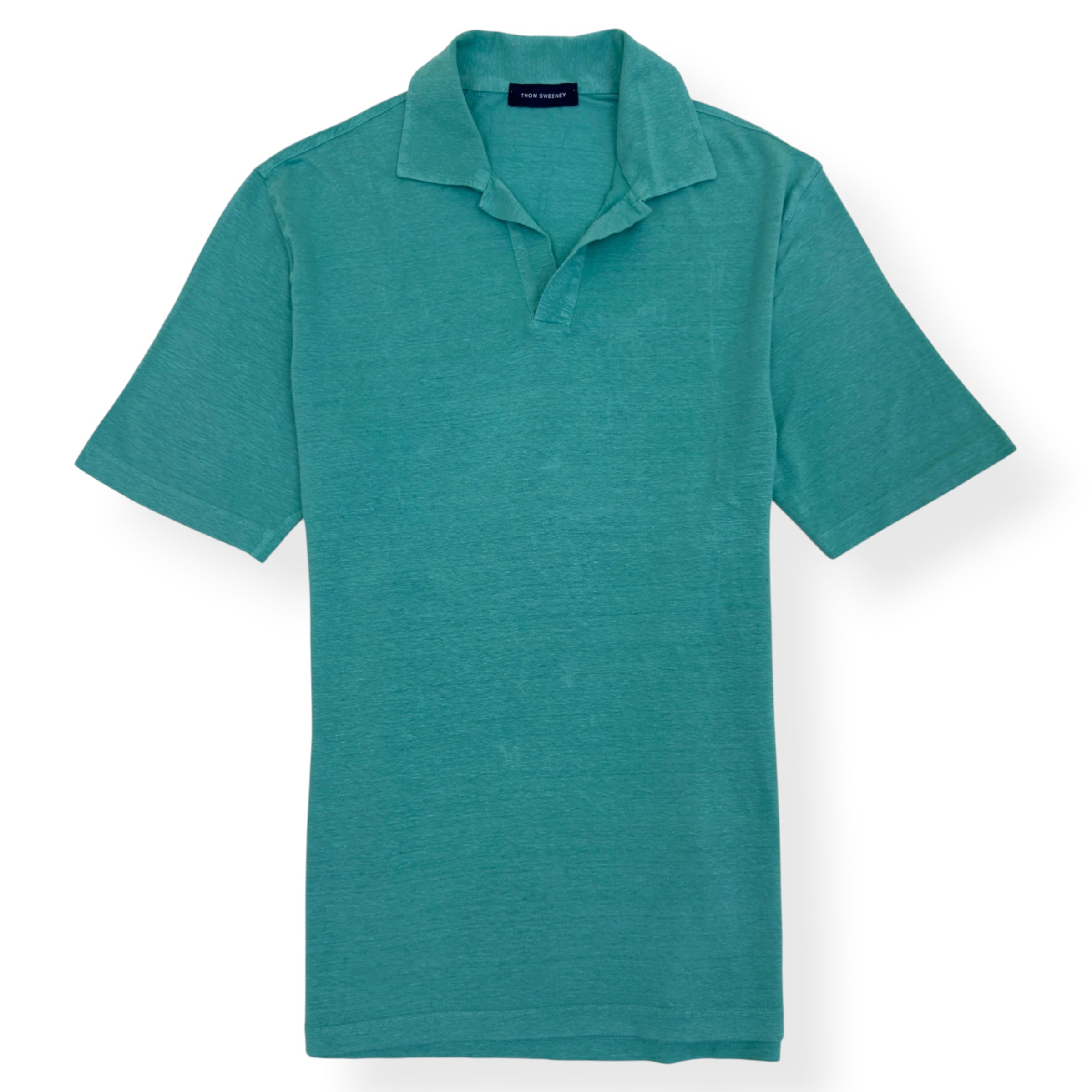 THOM SWEENEY LINEN POLO TEAL M