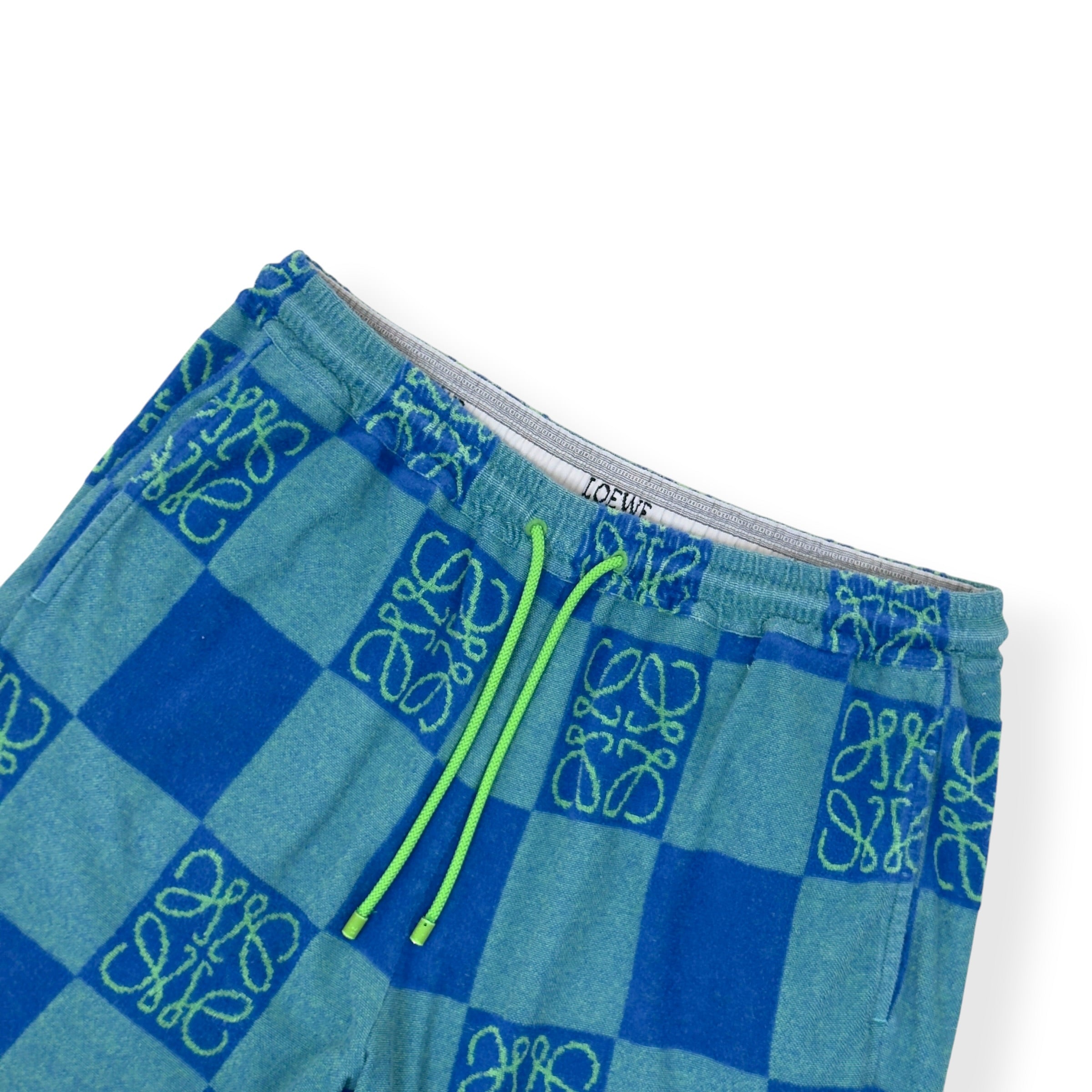 LOEWE X PAULA'S IBIZA ANAGRAM CHECKERBOARD SHORTS BLUE XXL