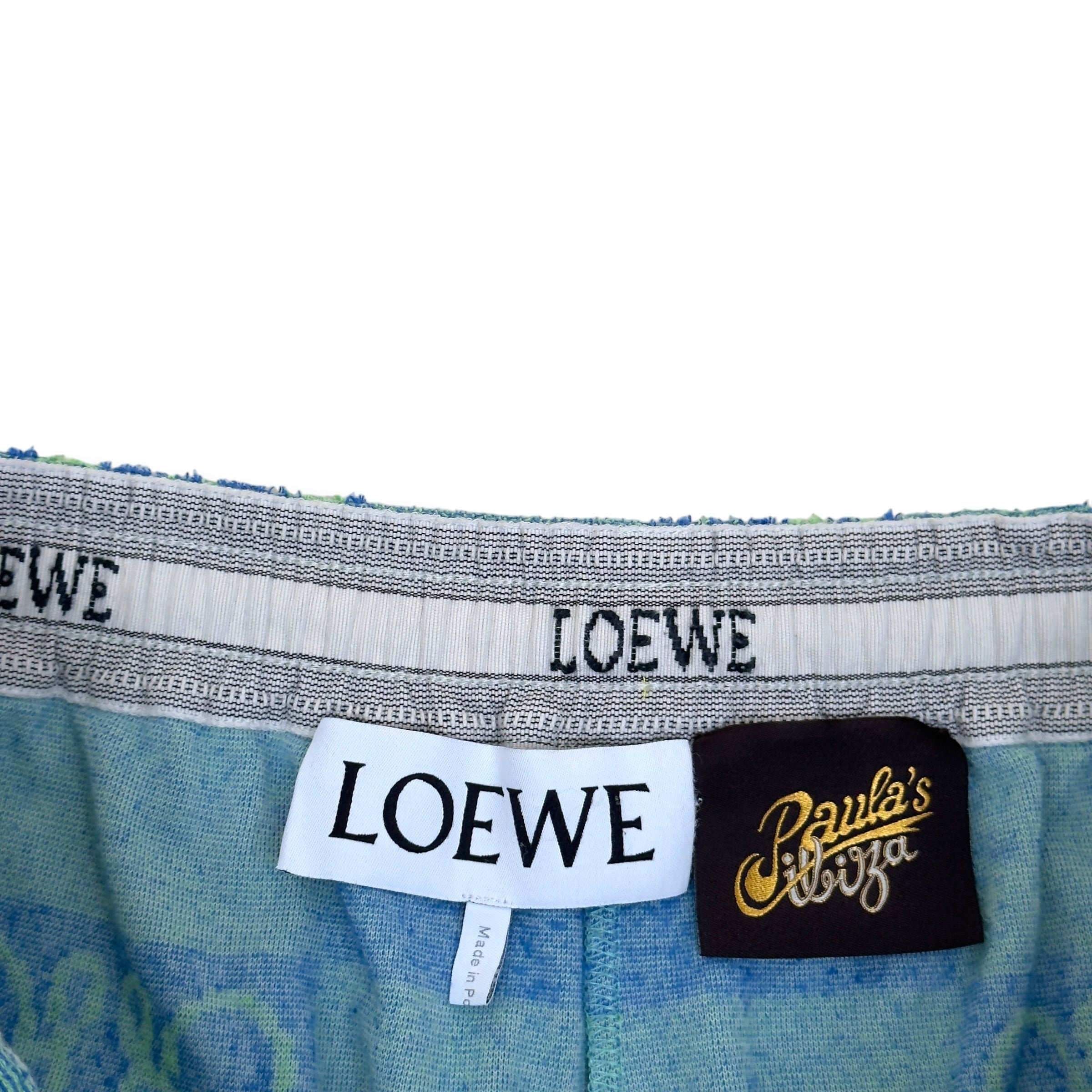LOEWE X PAULA'S IBIZA ANAGRAM CHECKERBOARD SHORTS BLUE XXL