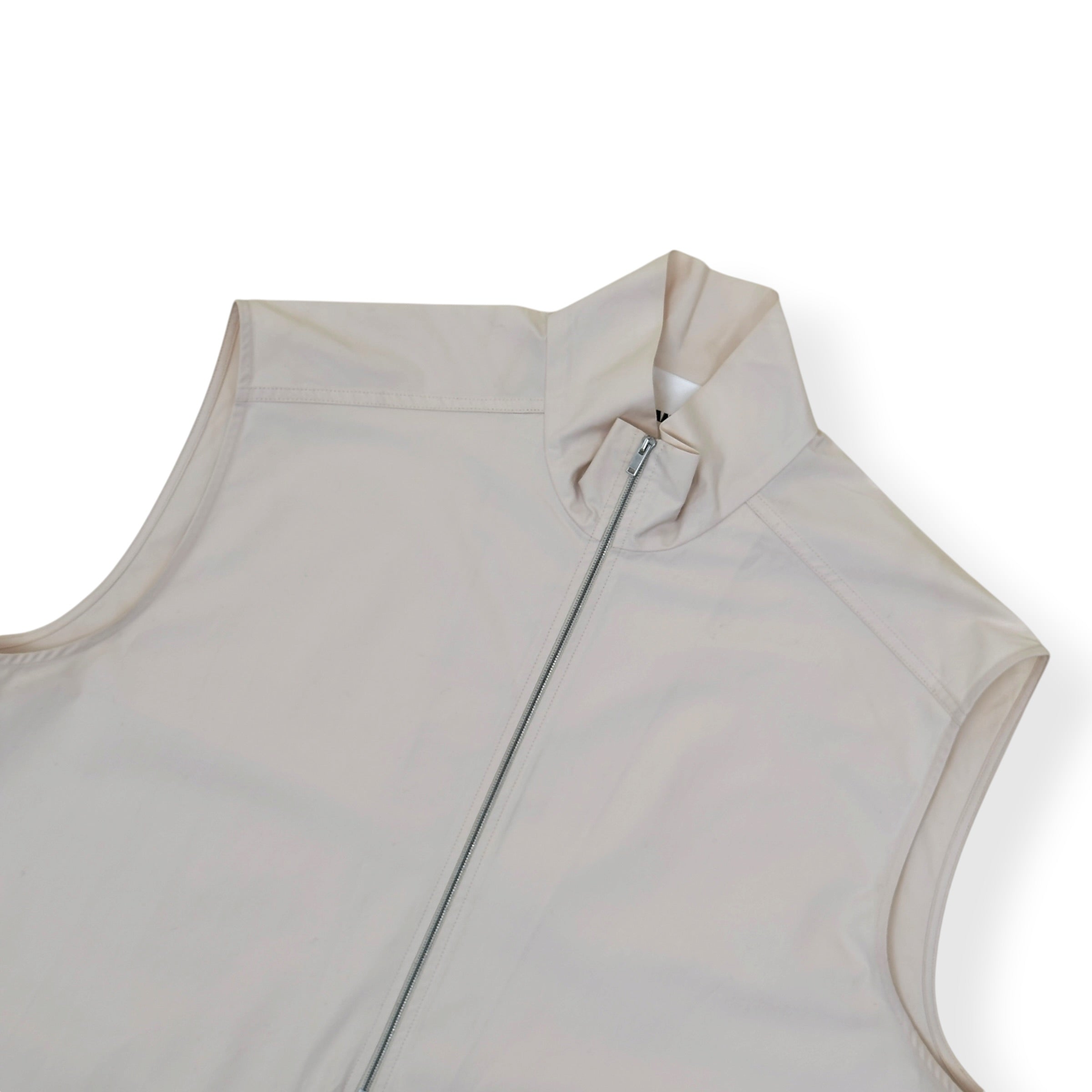 JIL SANDER HALF-ZIP SLEEVELESS TOP CREAM SIZE 50 / L