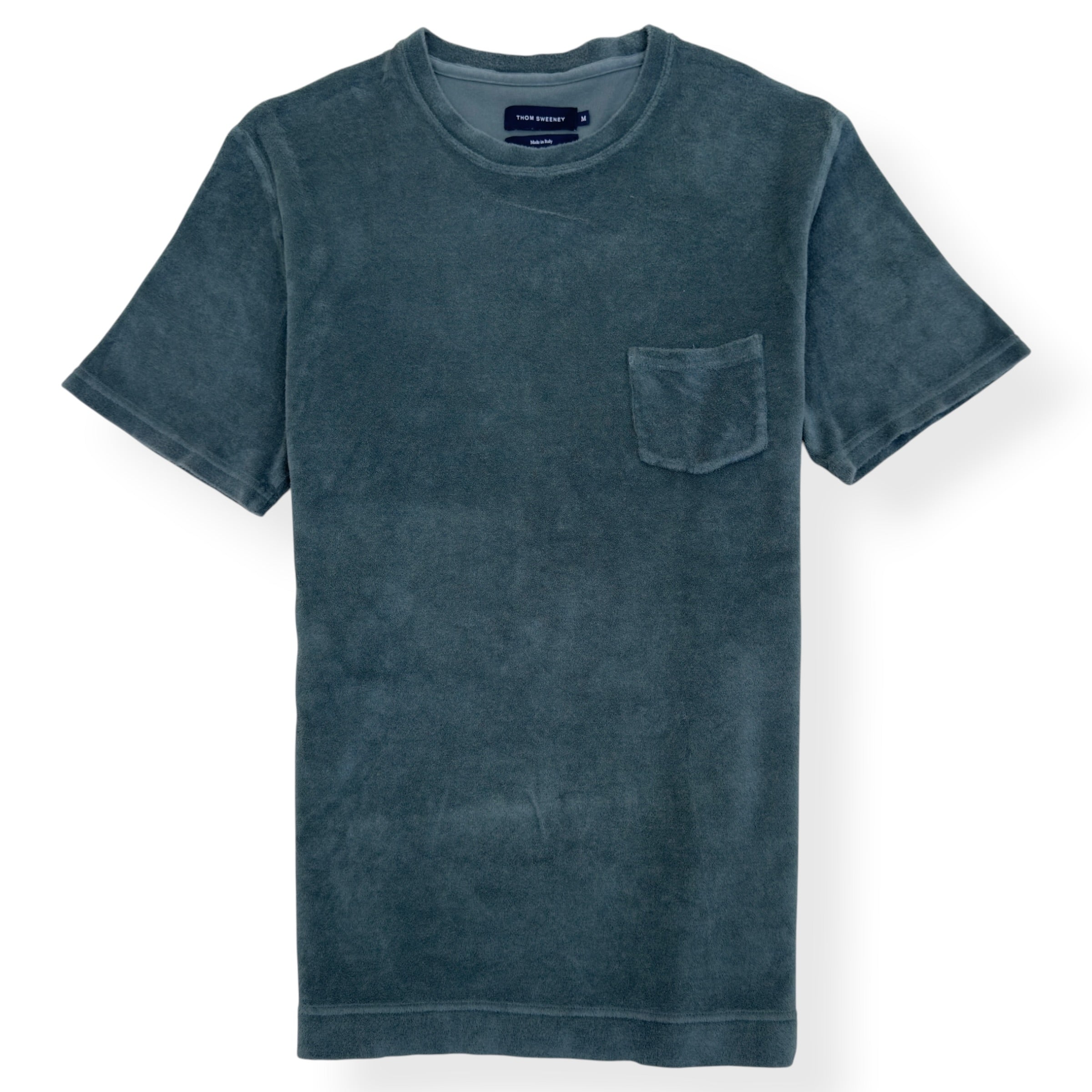 THOM SWEENEY TERRY COTTON POCKET T-SHIRT GREEN M