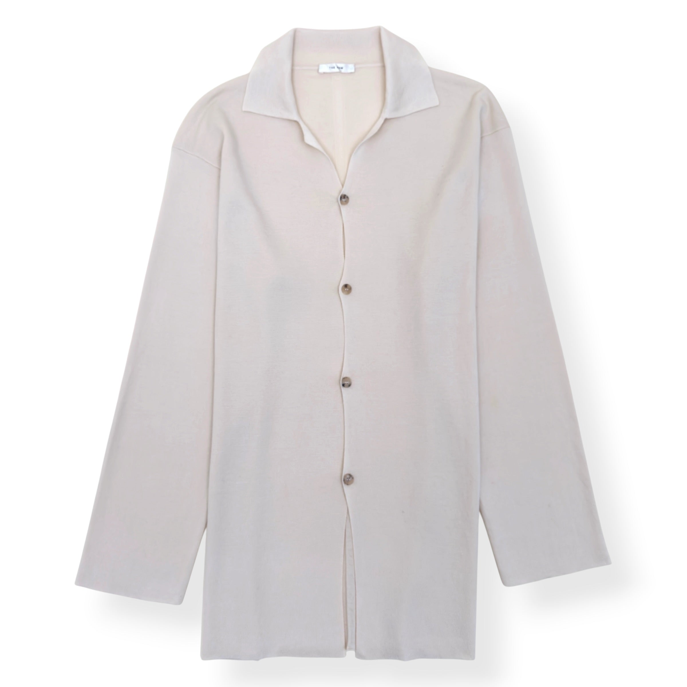 THE ROW CASHMERE OPEN COLLAR BUTTON CARDIGAN CREAM M