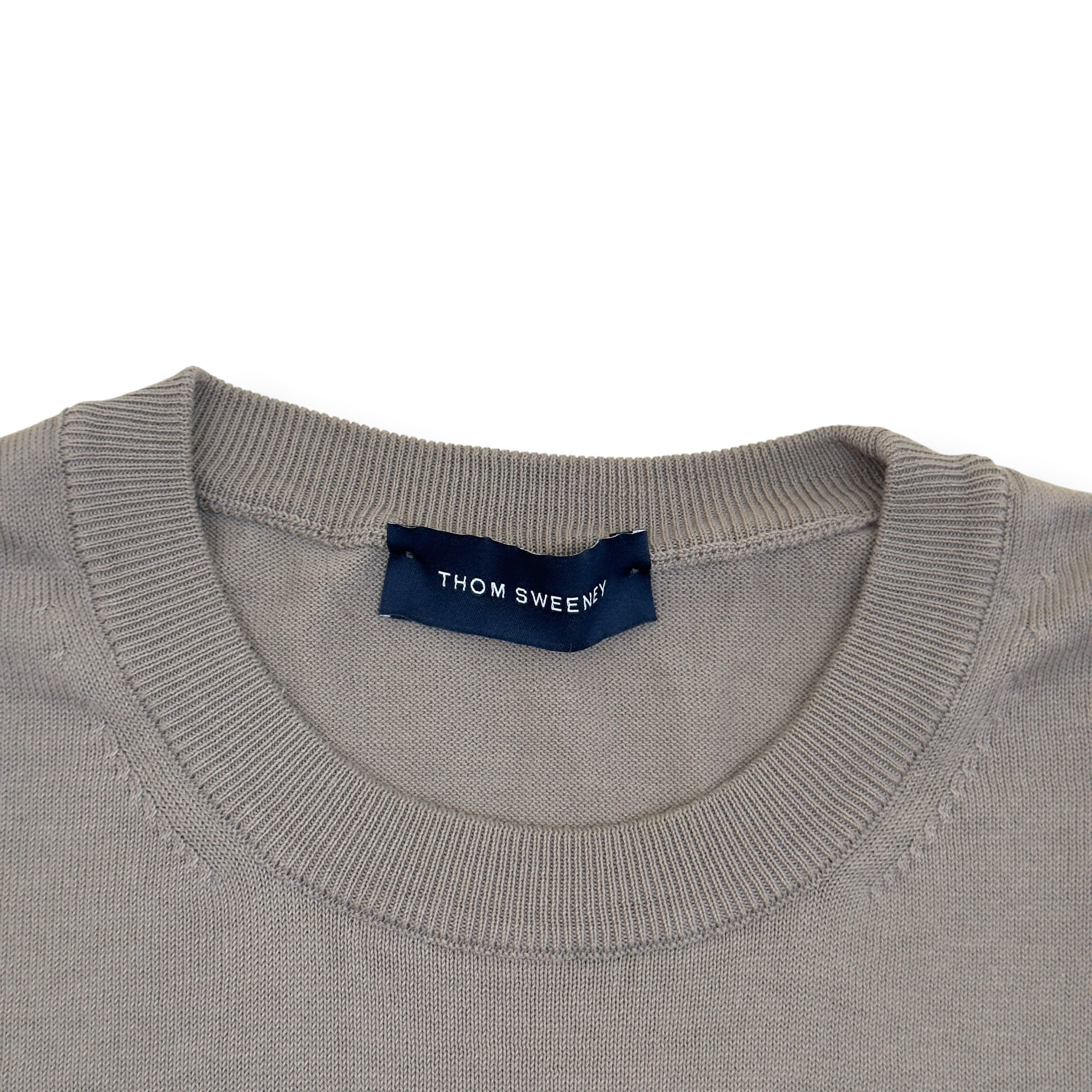 THOM SWEENEY KNITTED COTTON T-SHIRT TAUPE L