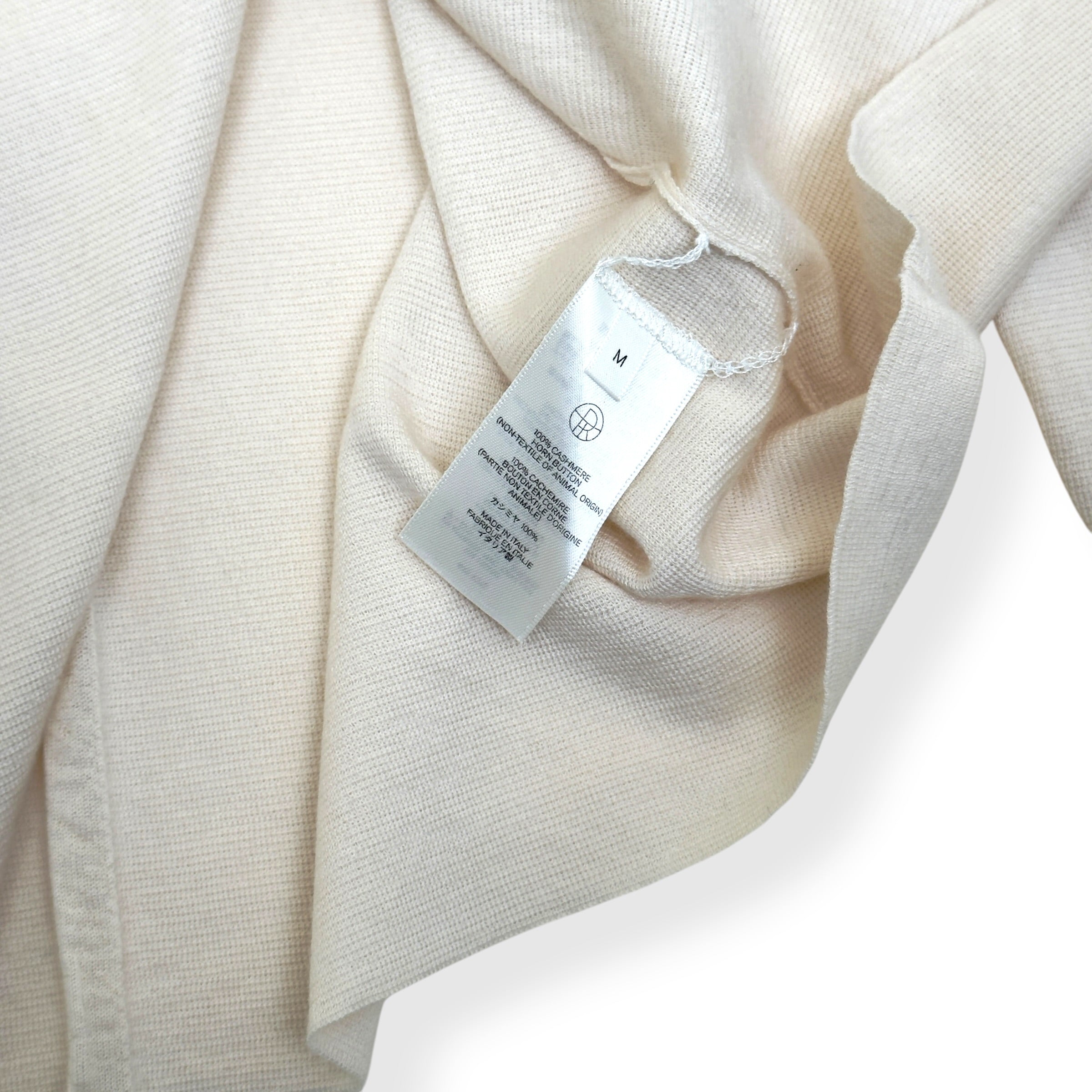 THE ROW CASHMERE OPEN COLLAR BUTTON CARDIGAN CREAM M