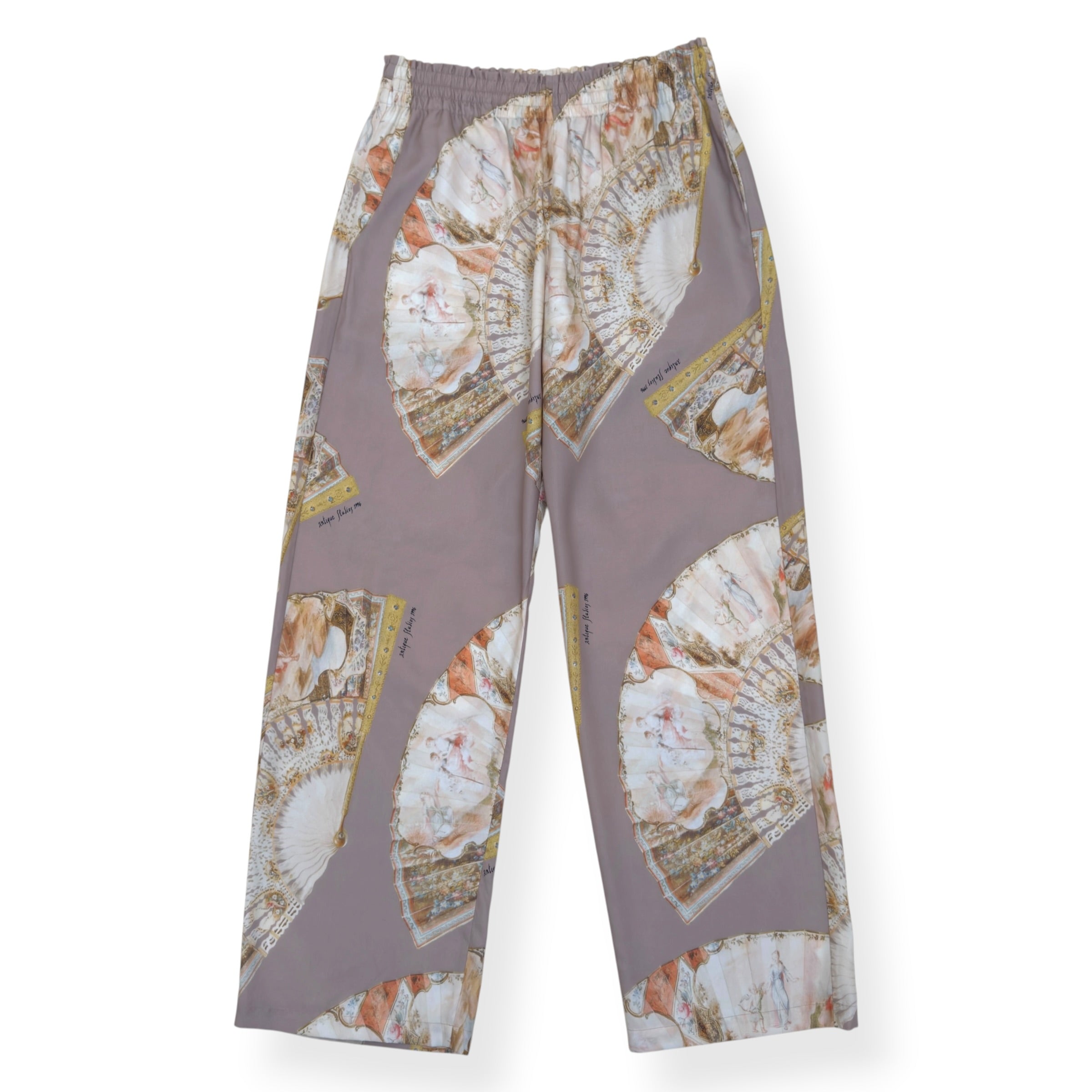 ACNE STUDIOS FAN PRINT WIDE LEG TROUSERS BEIGE SIZE 50 / L