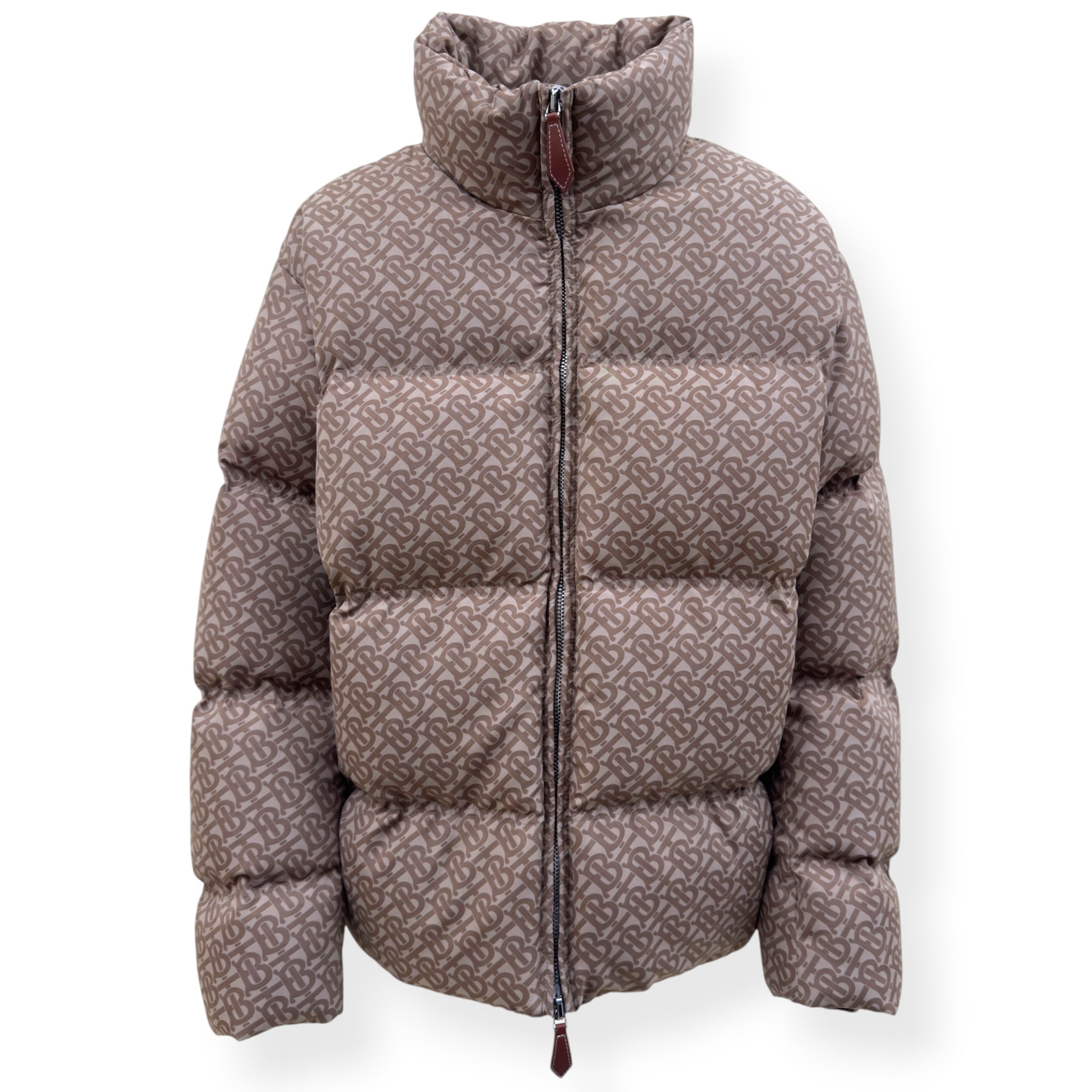 BURBERRY TB MONOGRAM DOWN PUFFER JACKET BROWN M