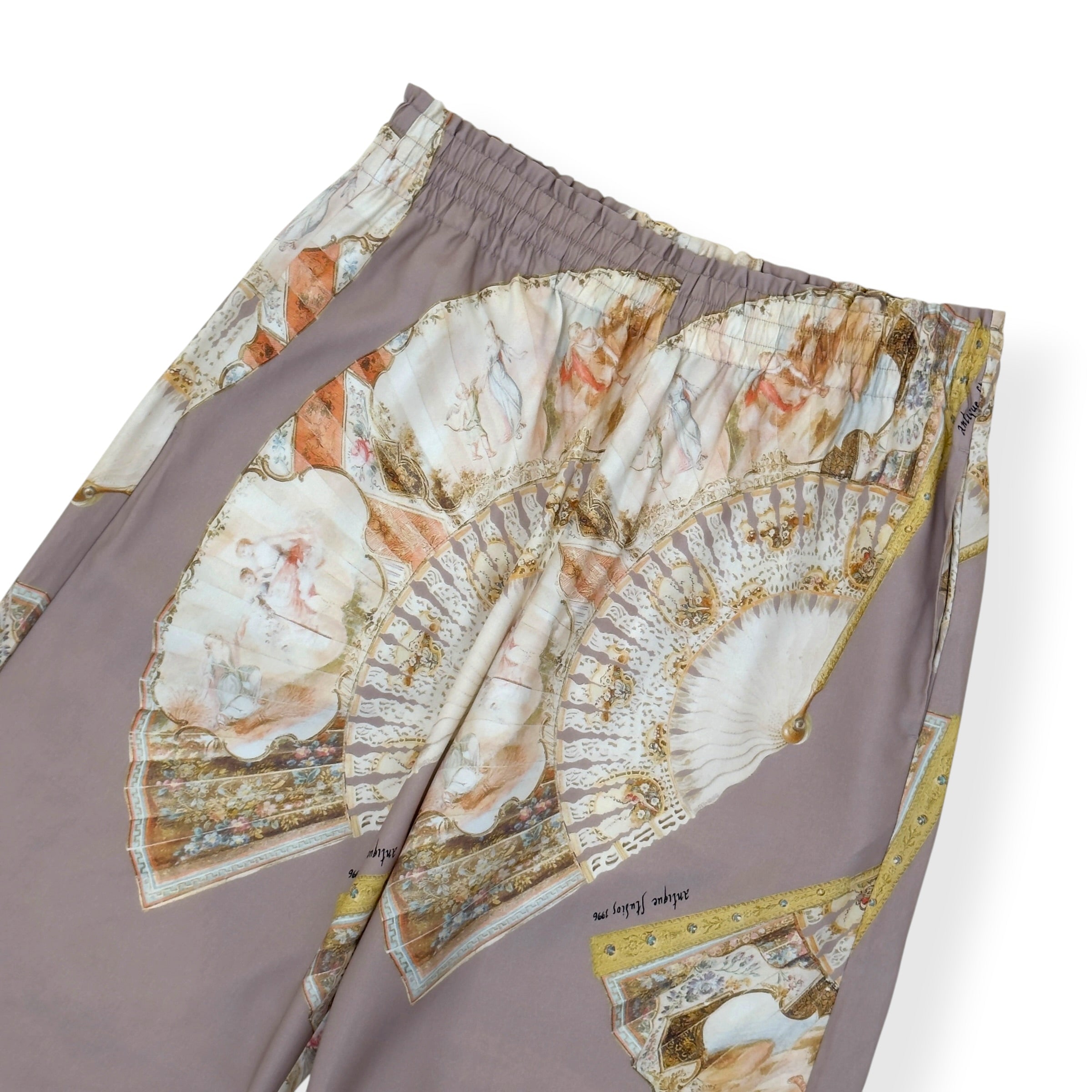 ACNE STUDIOS FAN PRINT WIDE LEG TROUSERS BEIGE SIZE 50 / L