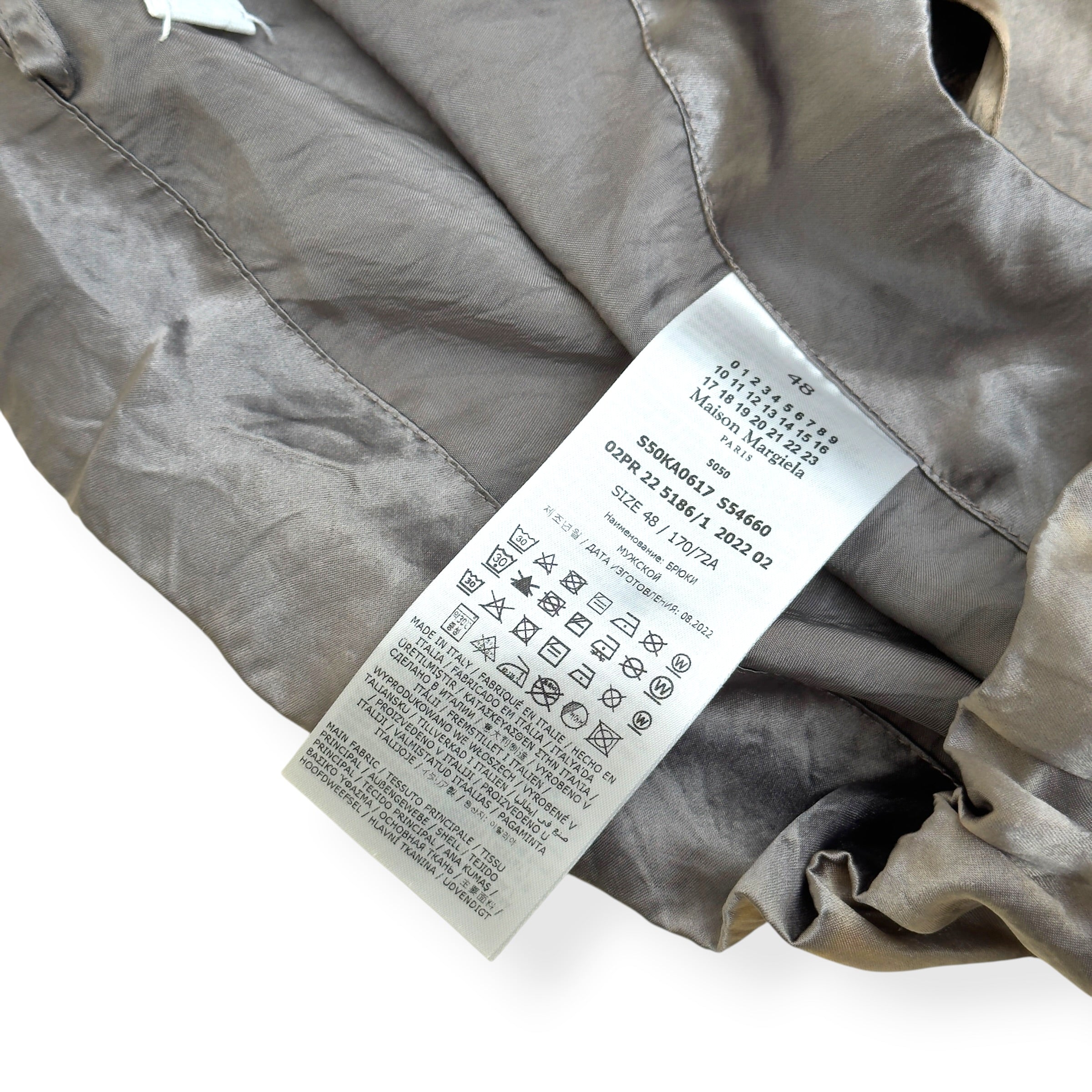 MAISON MARGIELA OVERSIZED SATIN DRAWSTRING TROUSERS SAGE 48 / M