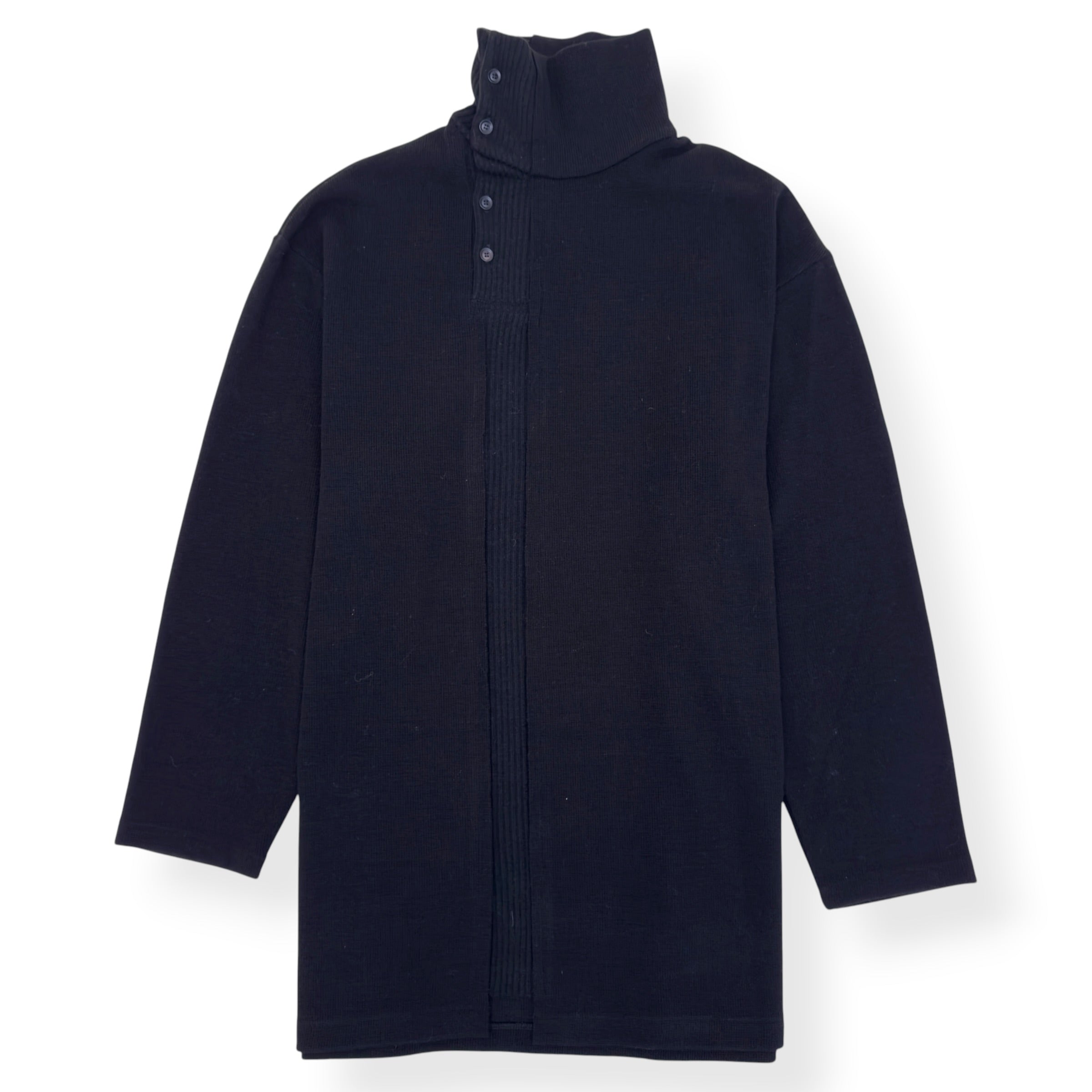 YOHJI YAMAMOTO POUR HOMME RIBBED HIGH NECK KNITTED JUMPER BLACK SIZE 3 / L