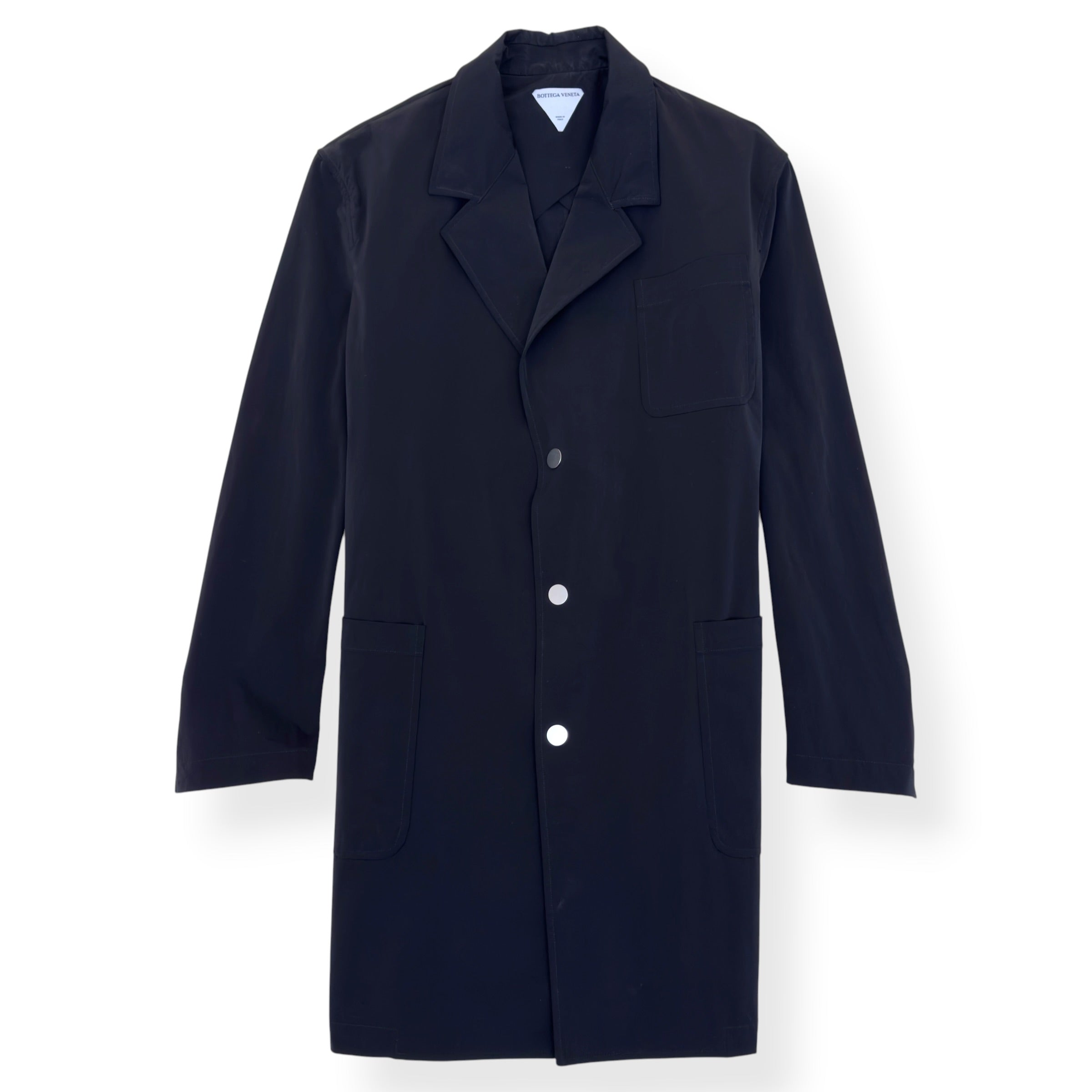 BOTTEGA VENETA LONGLINE SINGLE BREASTED COAT NAVY SIZE 54 / XXL