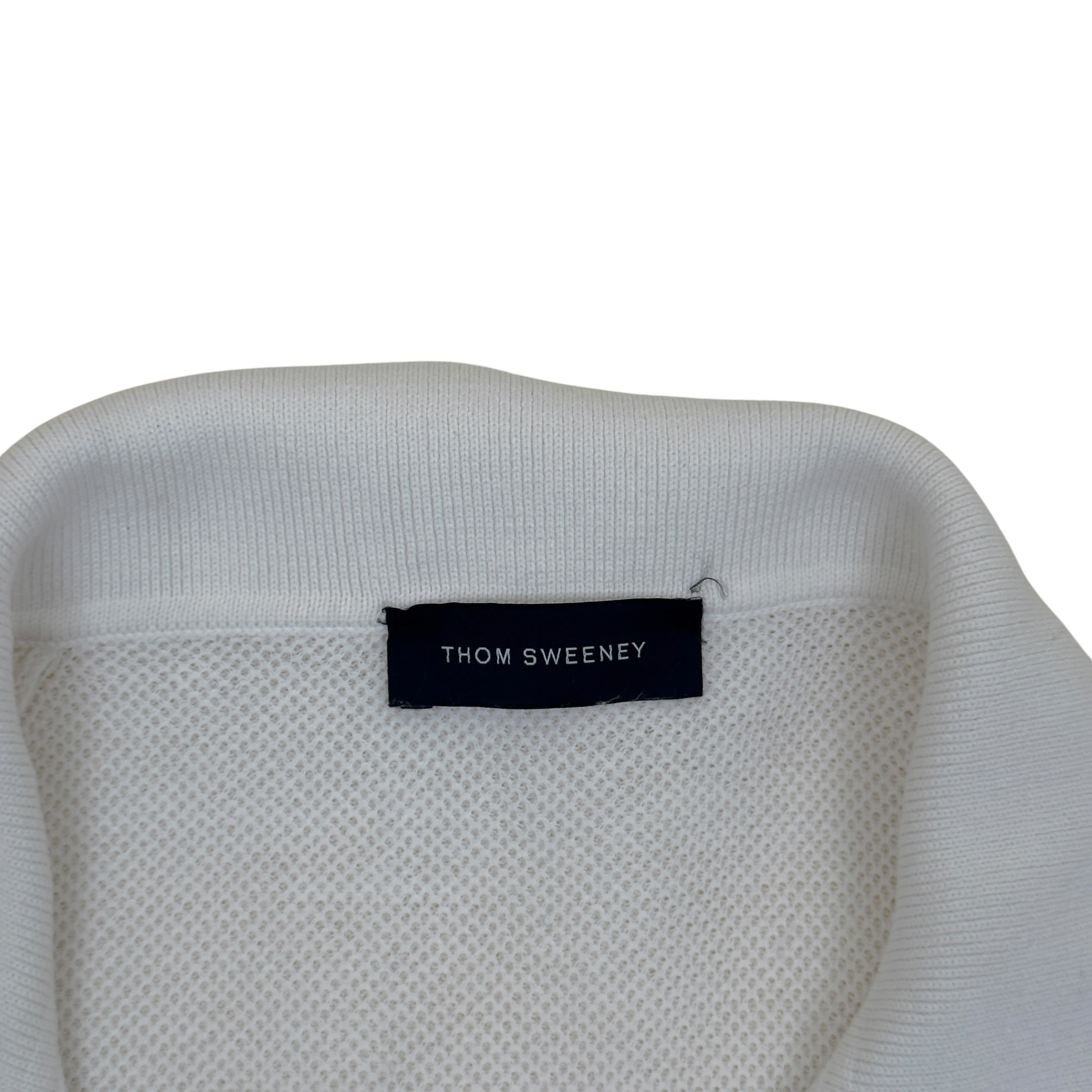 THOM SWEENEY LINEN KNITTED POLO WHITE L