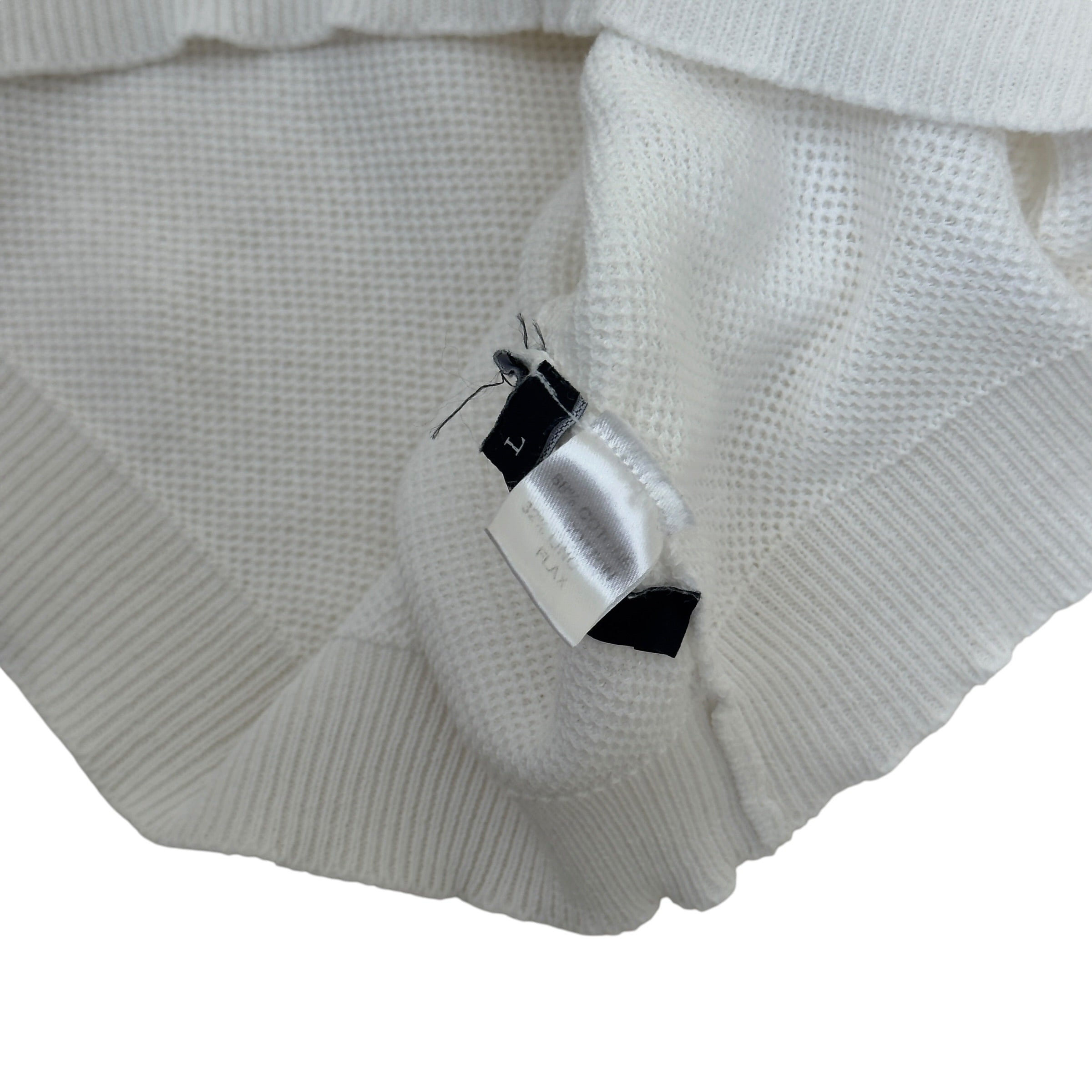 THOM SWEENEY LINEN KNITTED POLO WHITE L