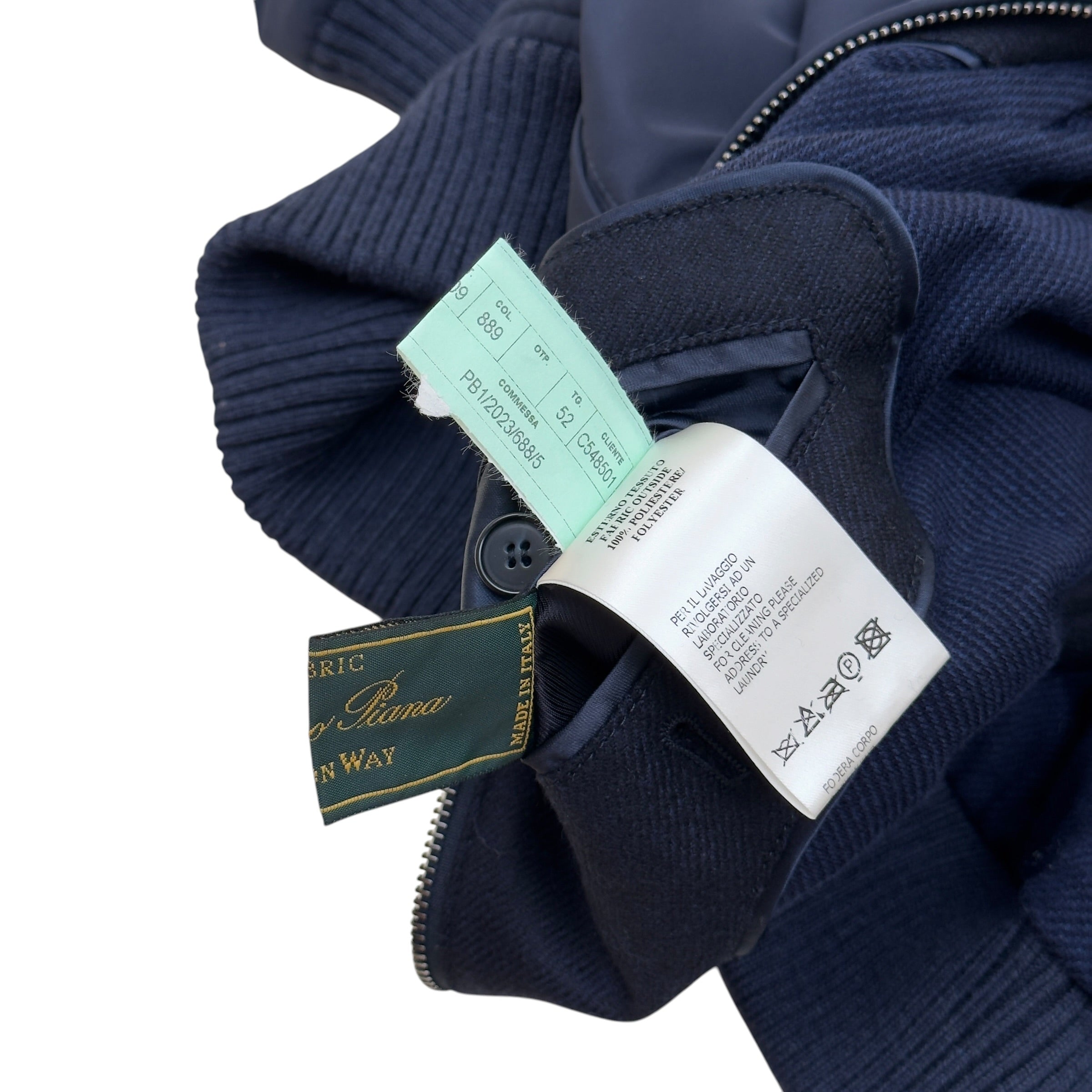 THOM SWEENEY WOOL CASHMERE ZIP BOMBER NAVY 52 / L