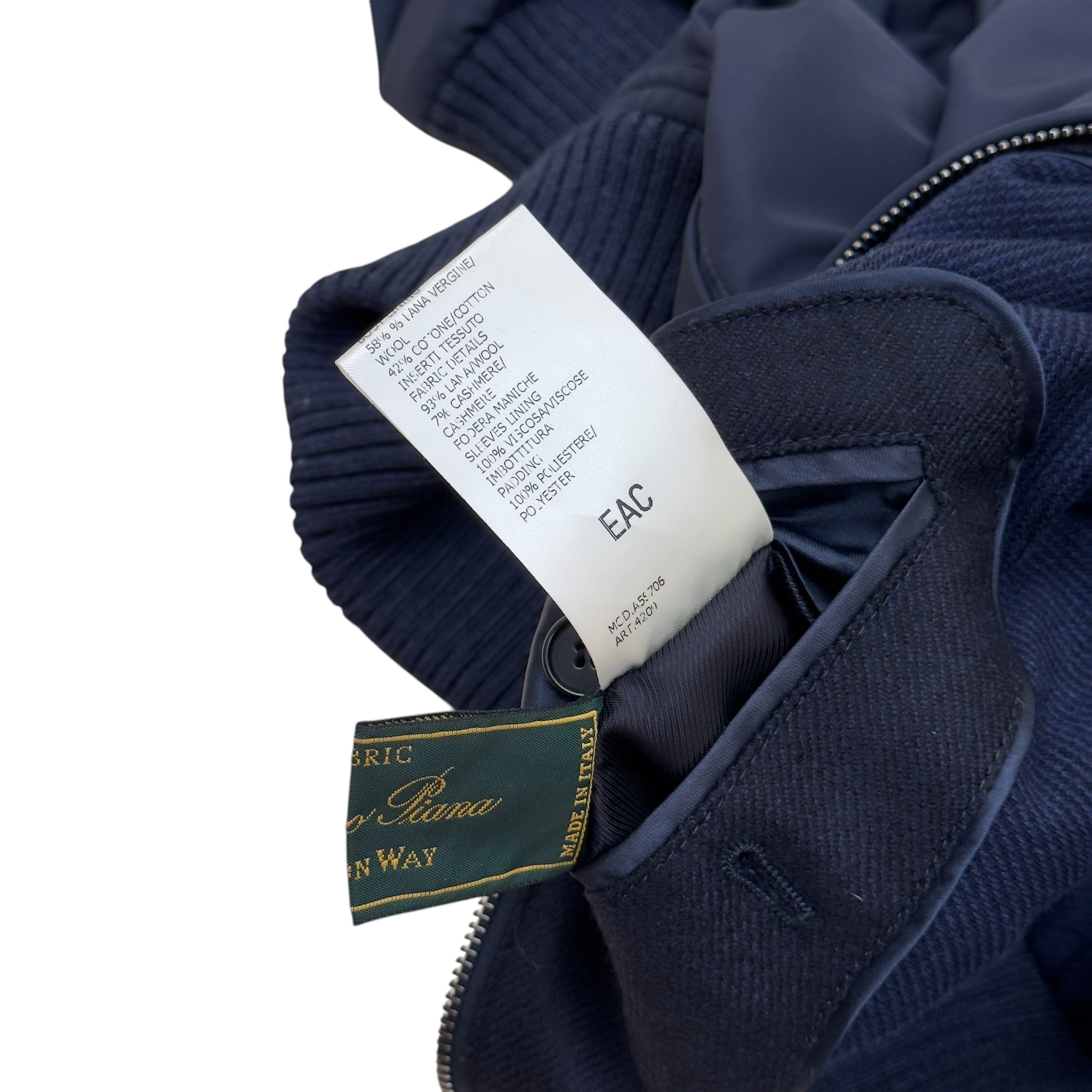 THOM SWEENEY WOOL CASHMERE ZIP BOMBER NAVY 52 / L