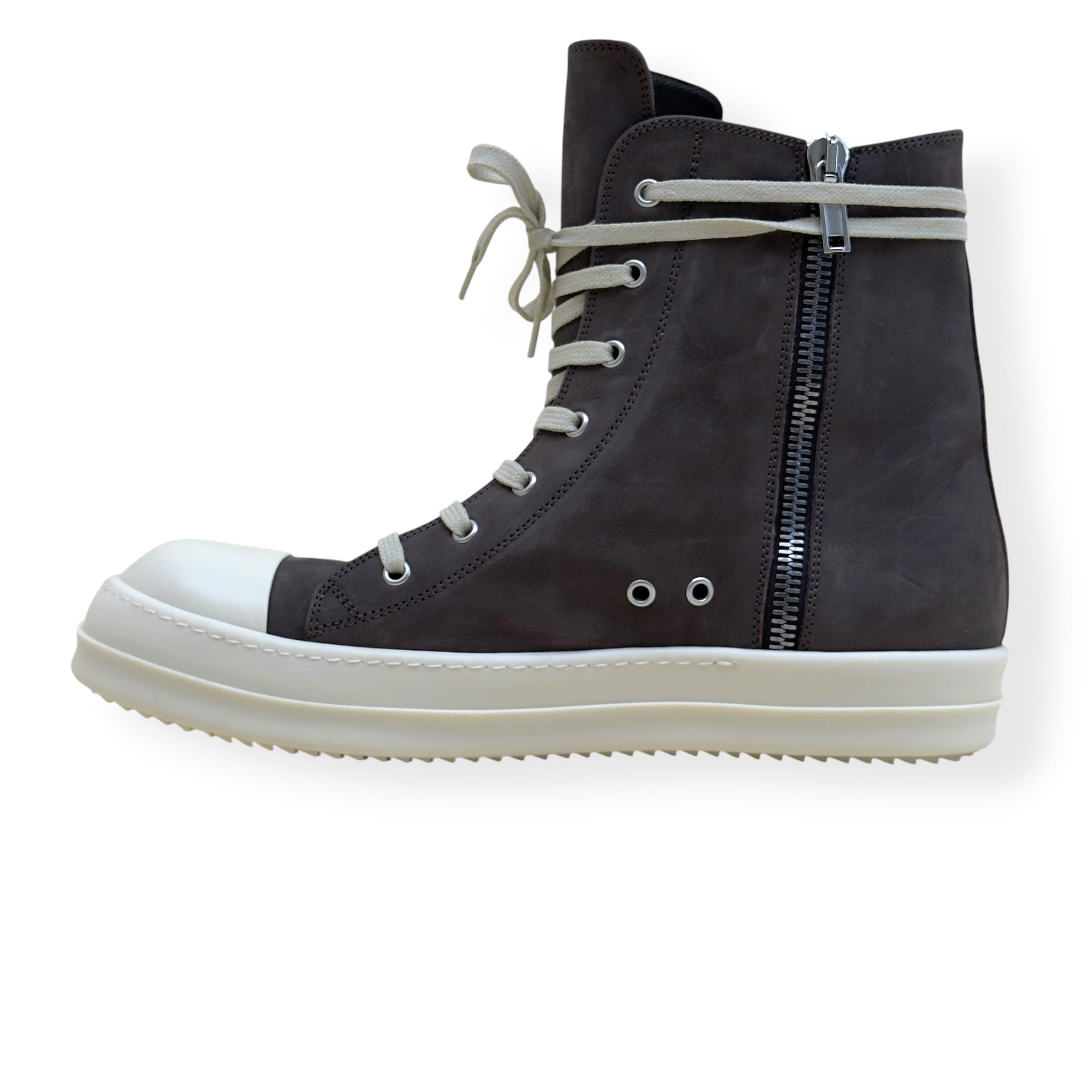 RICK OWENS RAMONES HIGH-TOP SNEAKER BROWN 45 / UK11