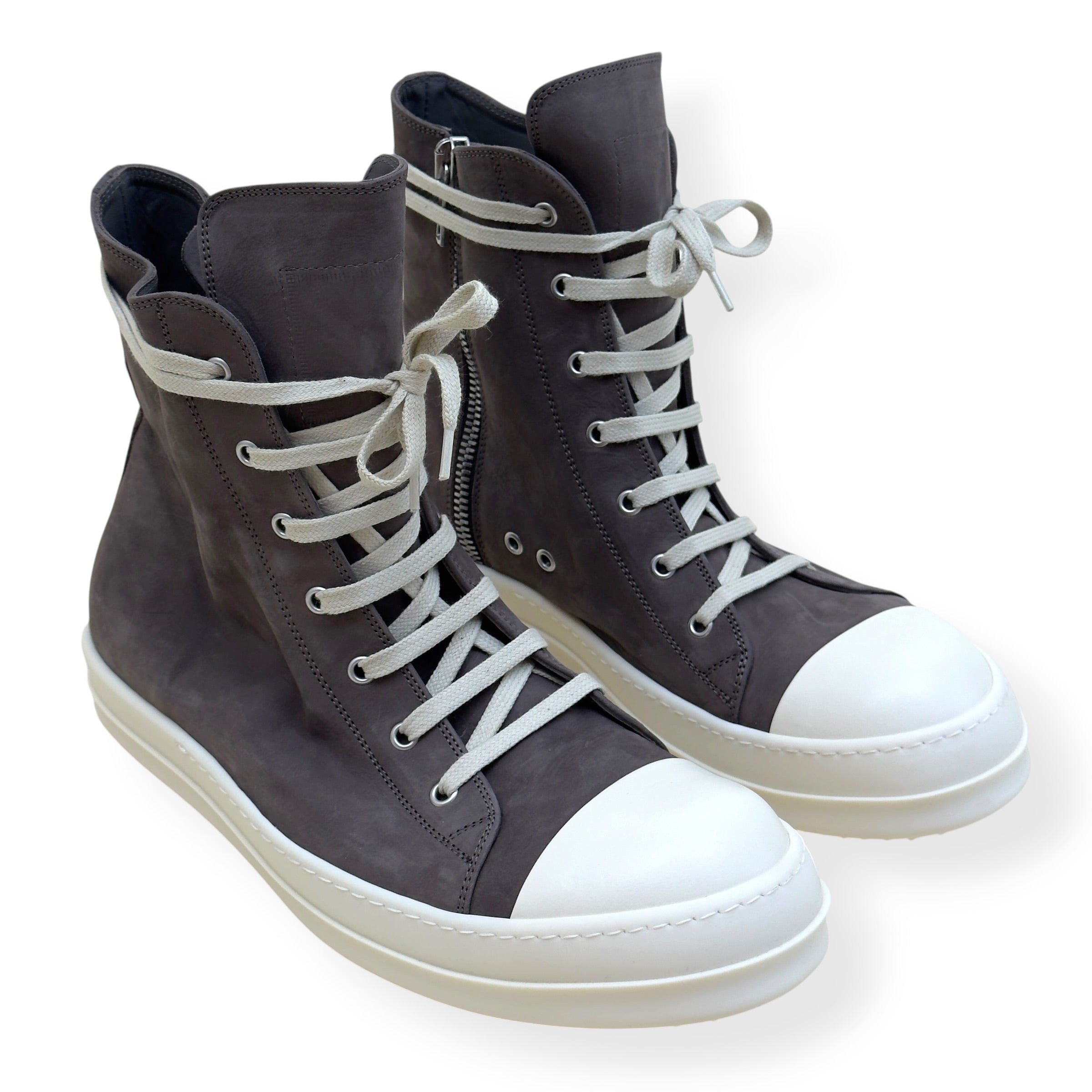 RICK OWENS RAMONES HIGH-TOP SNEAKER BROWN 45 / UK11