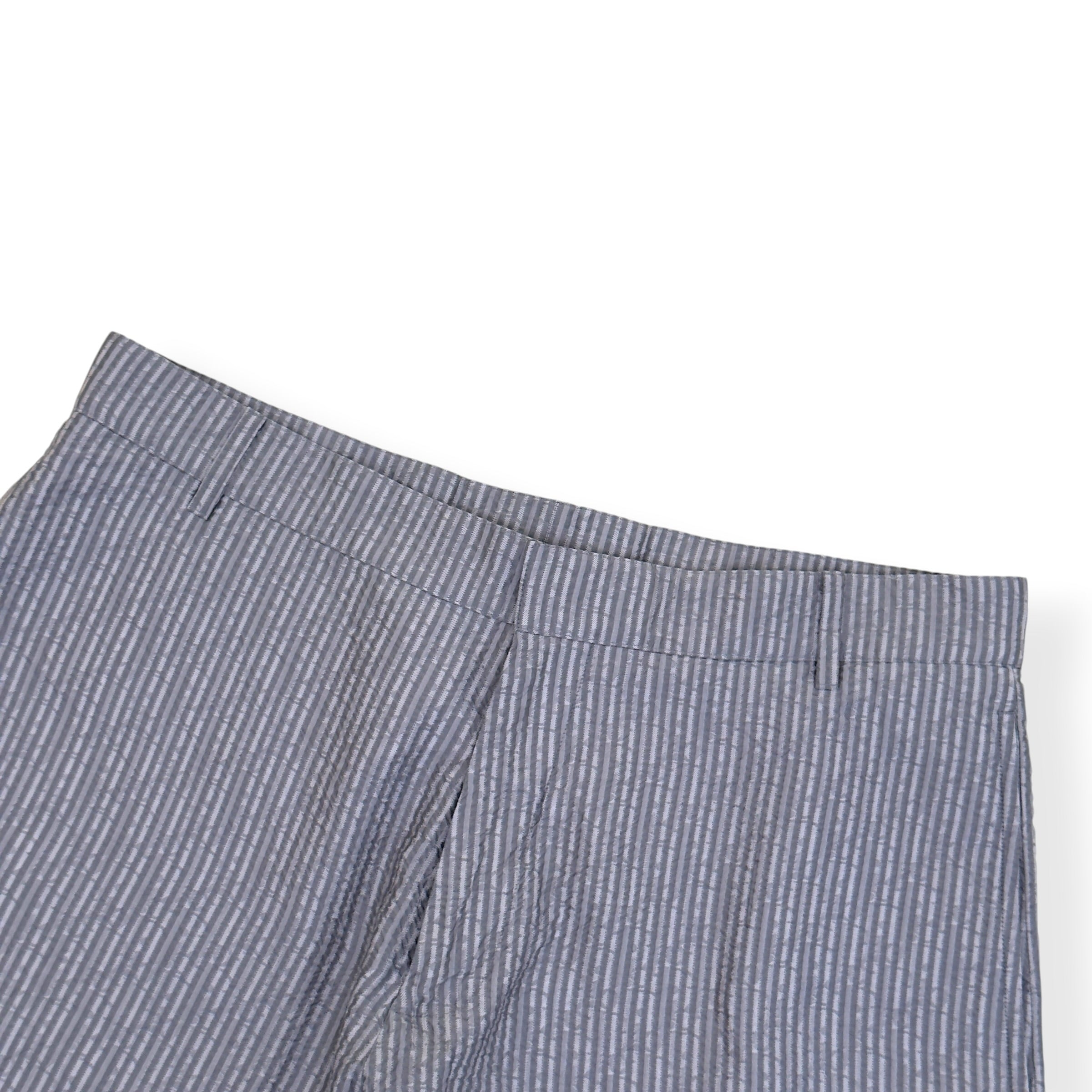 DIOR LOGO EMBROIDERED STRIPED SILK-BLEND SHORTS GREY 50 / L