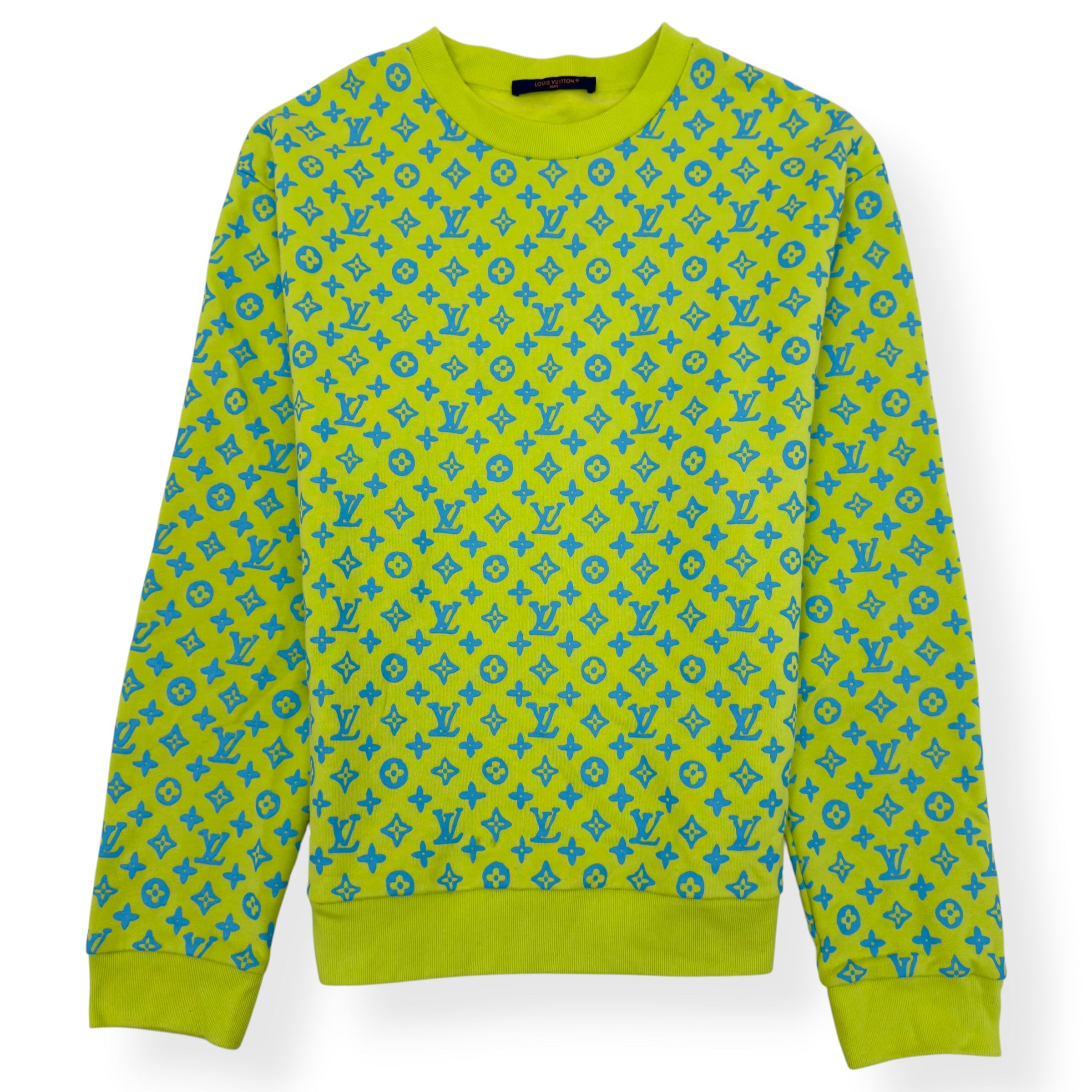 LOUIS VUITTON MONOGRAM CREWNECK SWEATSHIRT LIME GREEN / BLUE L