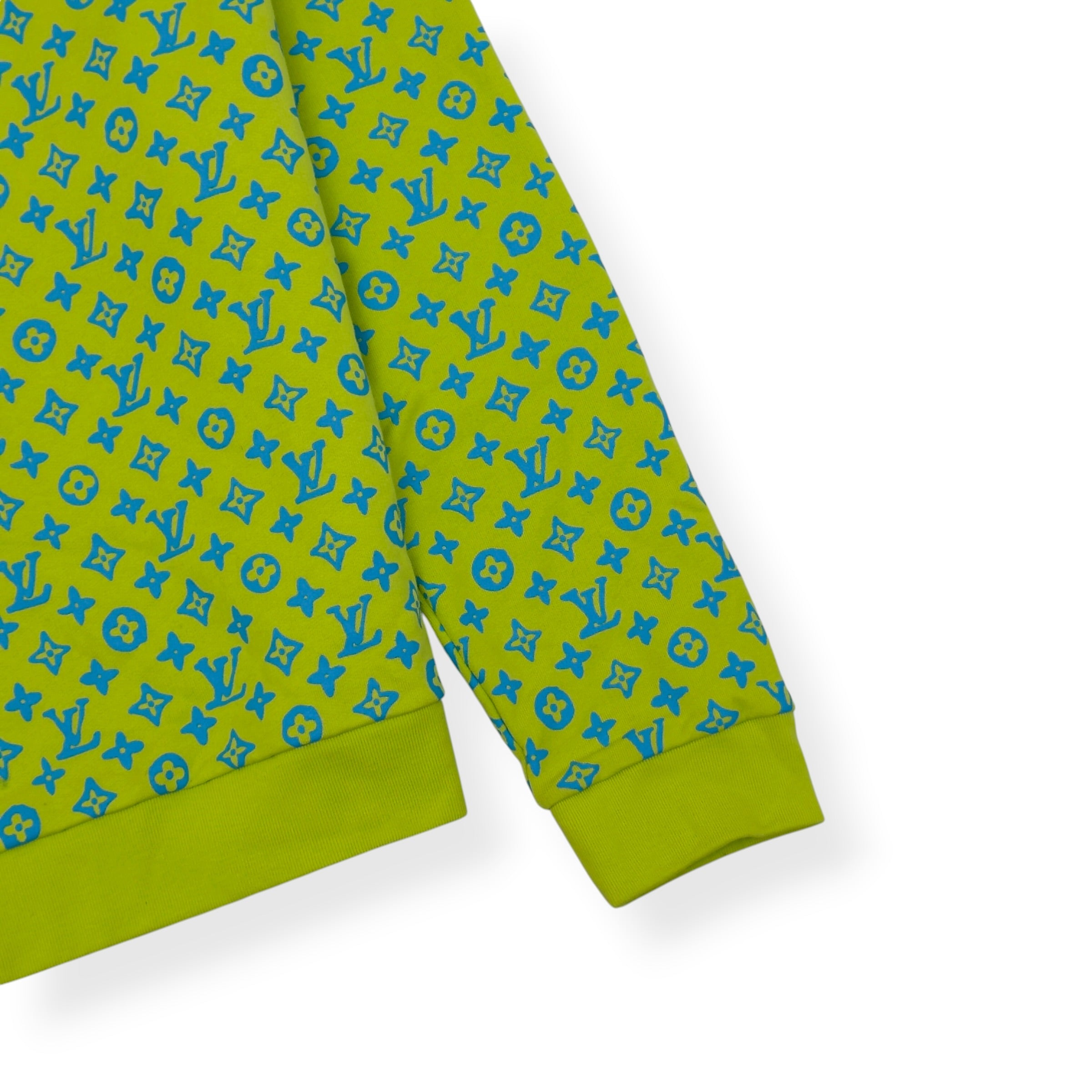 LOUIS VUITTON MONOGRAM CREWNECK SWEATSHIRT LIME GREEN / BLUE L
