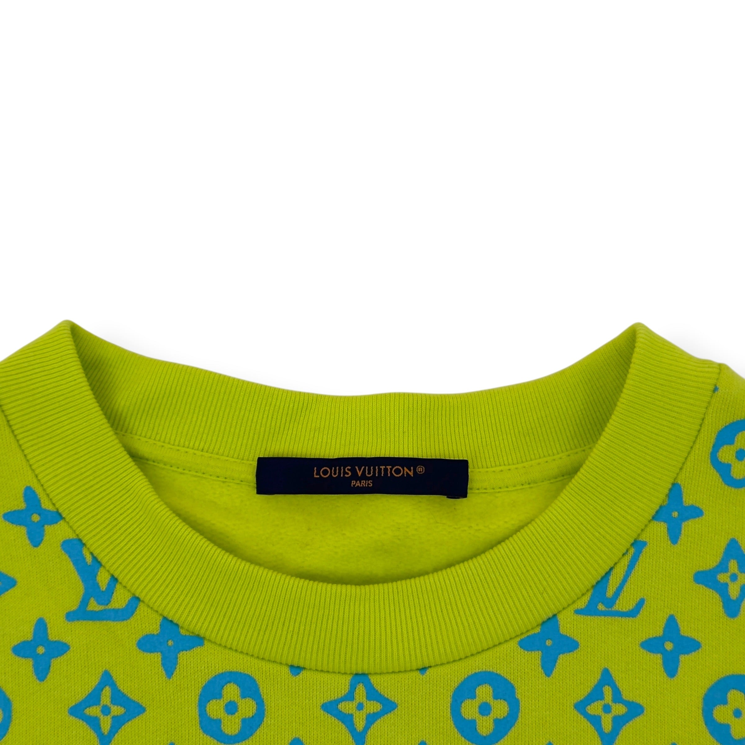 LOUIS VUITTON MONOGRAM CREWNECK SWEATSHIRT LIME GREEN / BLUE L