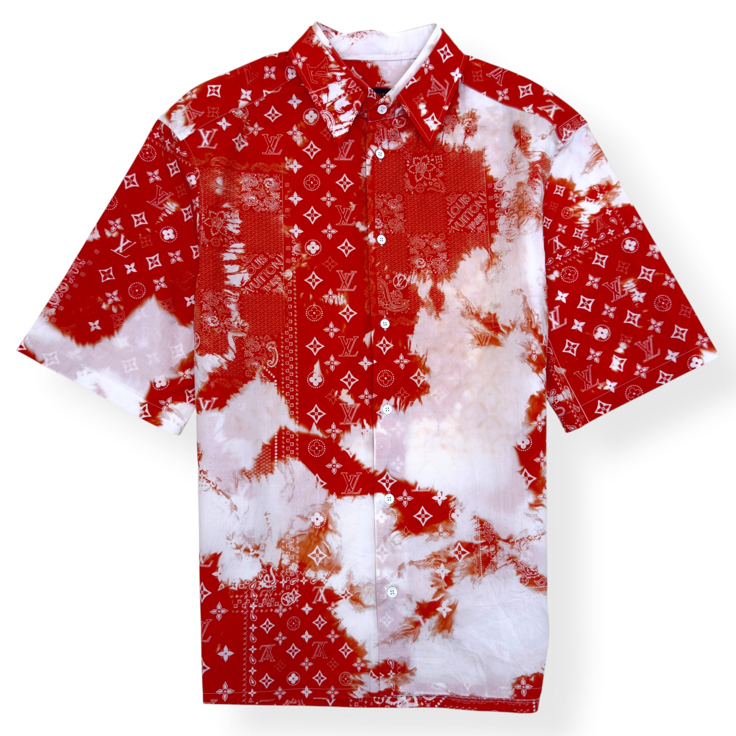 LOUIS VUITTON MONOGRAM BANDANA SHIRT RED / WHITE L