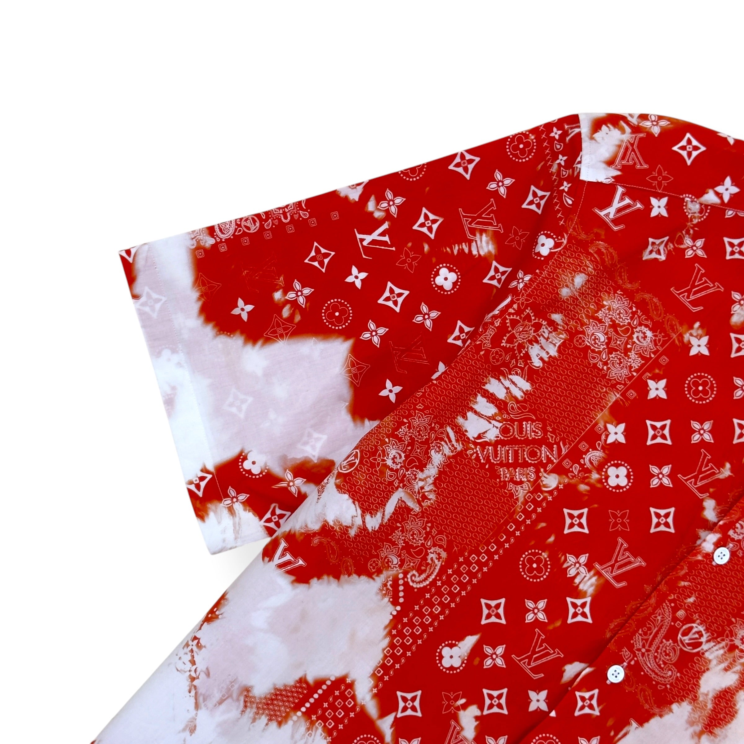 LOUIS VUITTON MONOGRAM BANDANA SHIRT RED / WHITE L