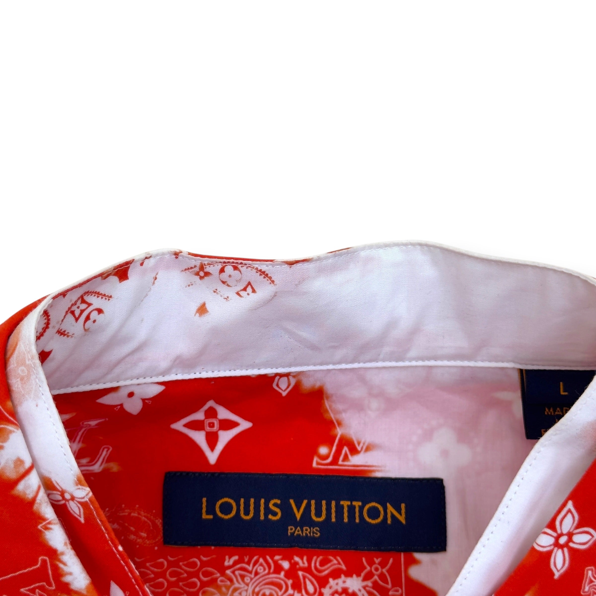 LOUIS VUITTON MONOGRAM BANDANA SHIRT RED / WHITE L
