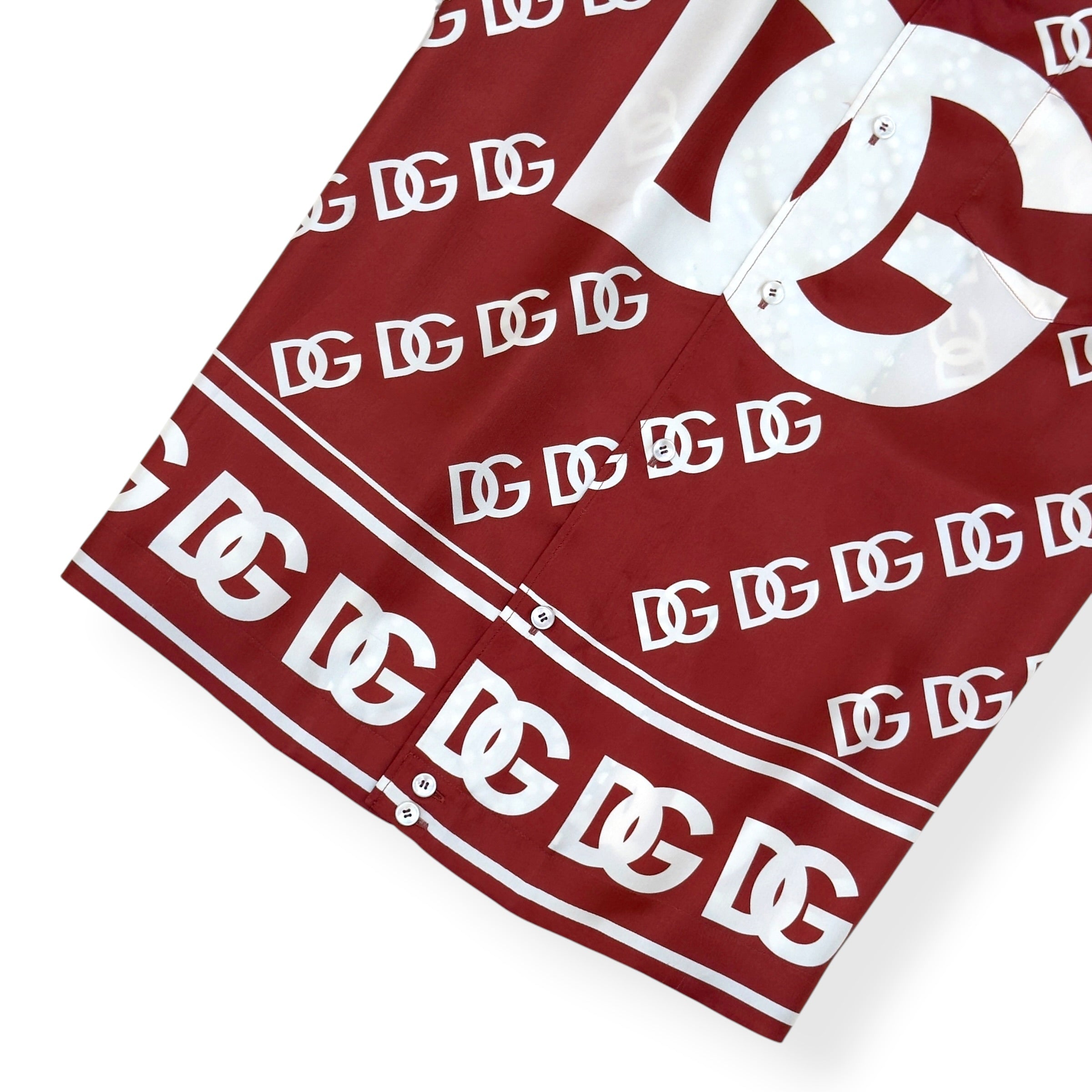 DOLCE & GABBANA DG MONOGRAM SILK SHIRT BURGUNDY 42 / L