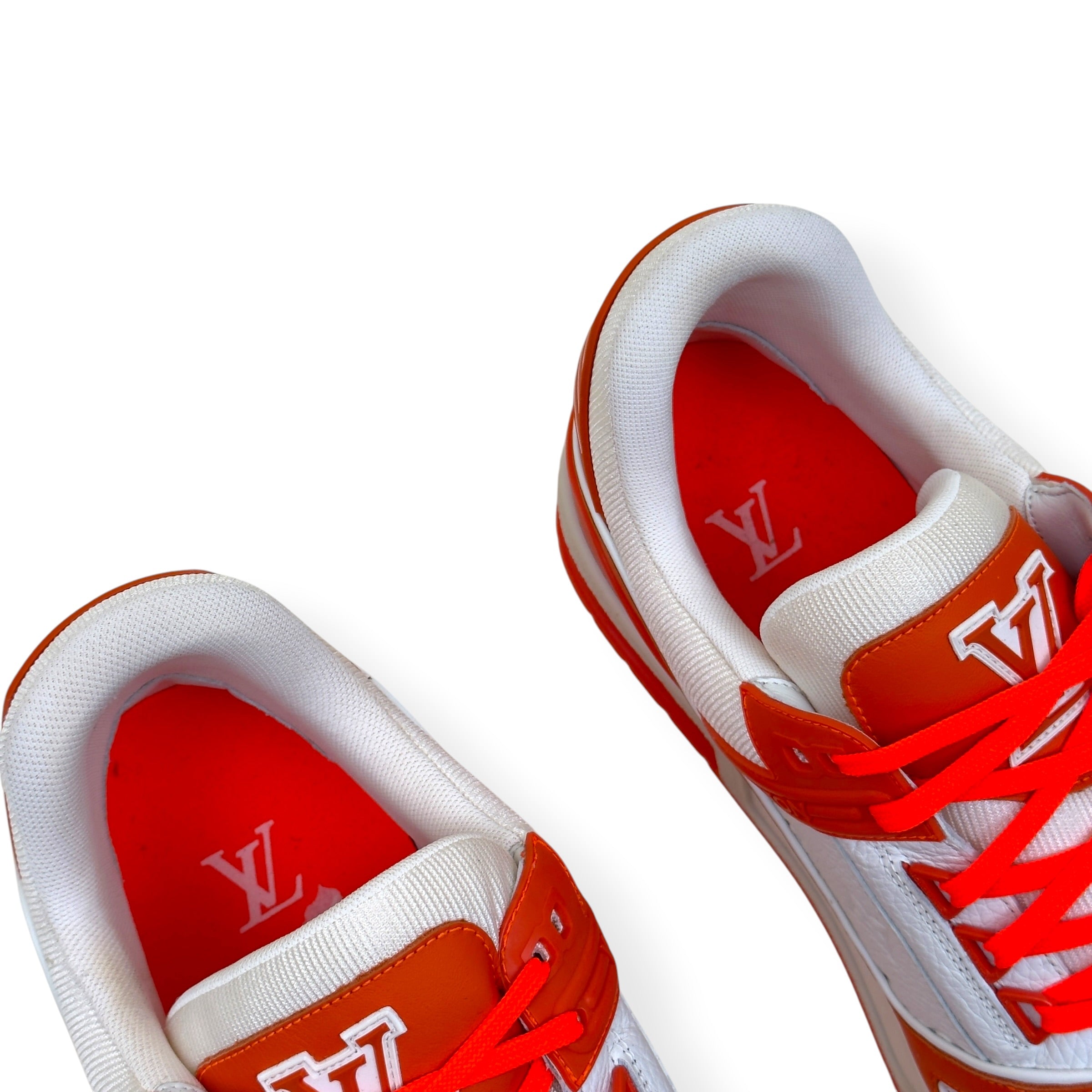 LOUIS VUITTON LEATHER LV TRAINER ORANGE / WHITE UK11