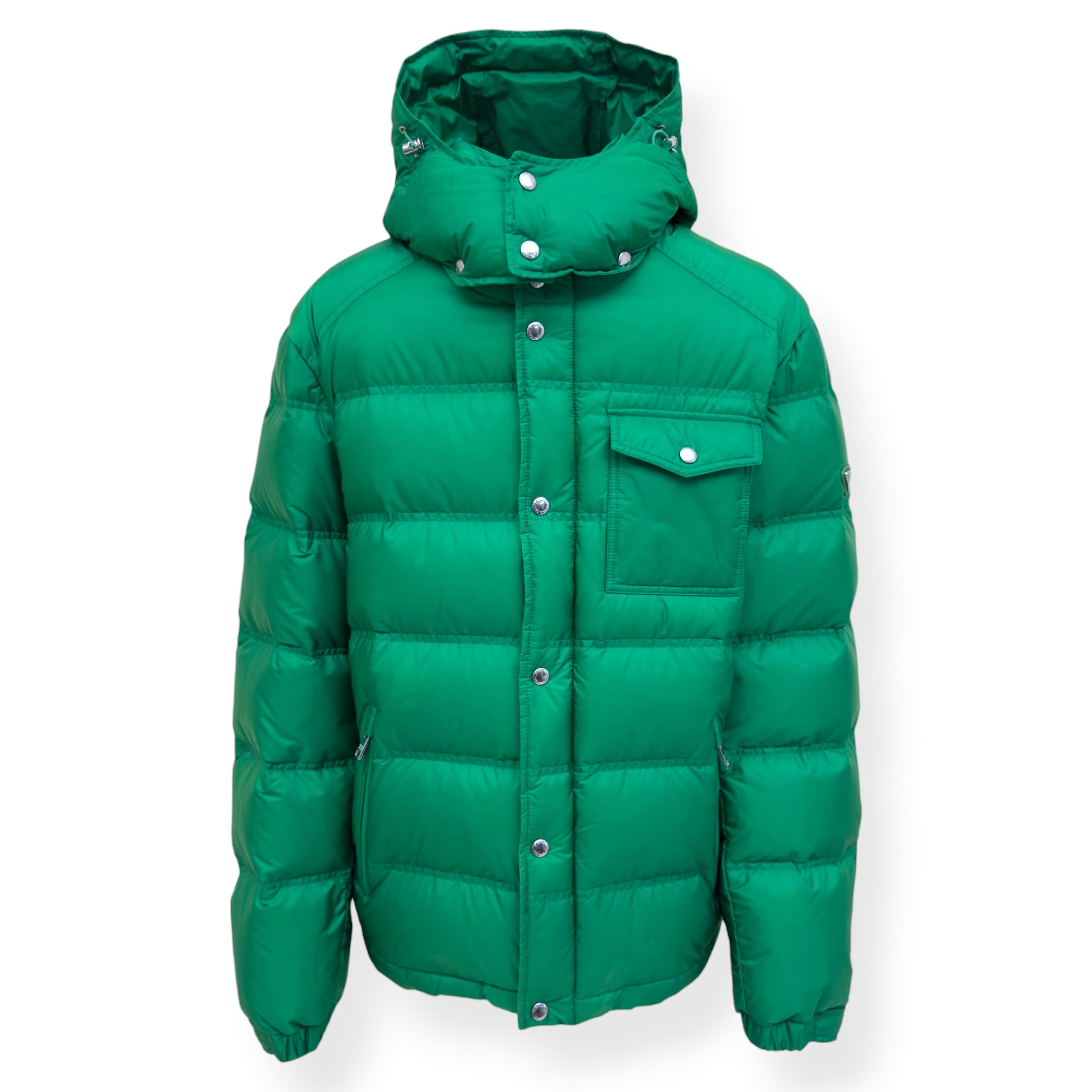 PRADA DOWN HOODED PUFFER JACKET GREEN 56 / XL