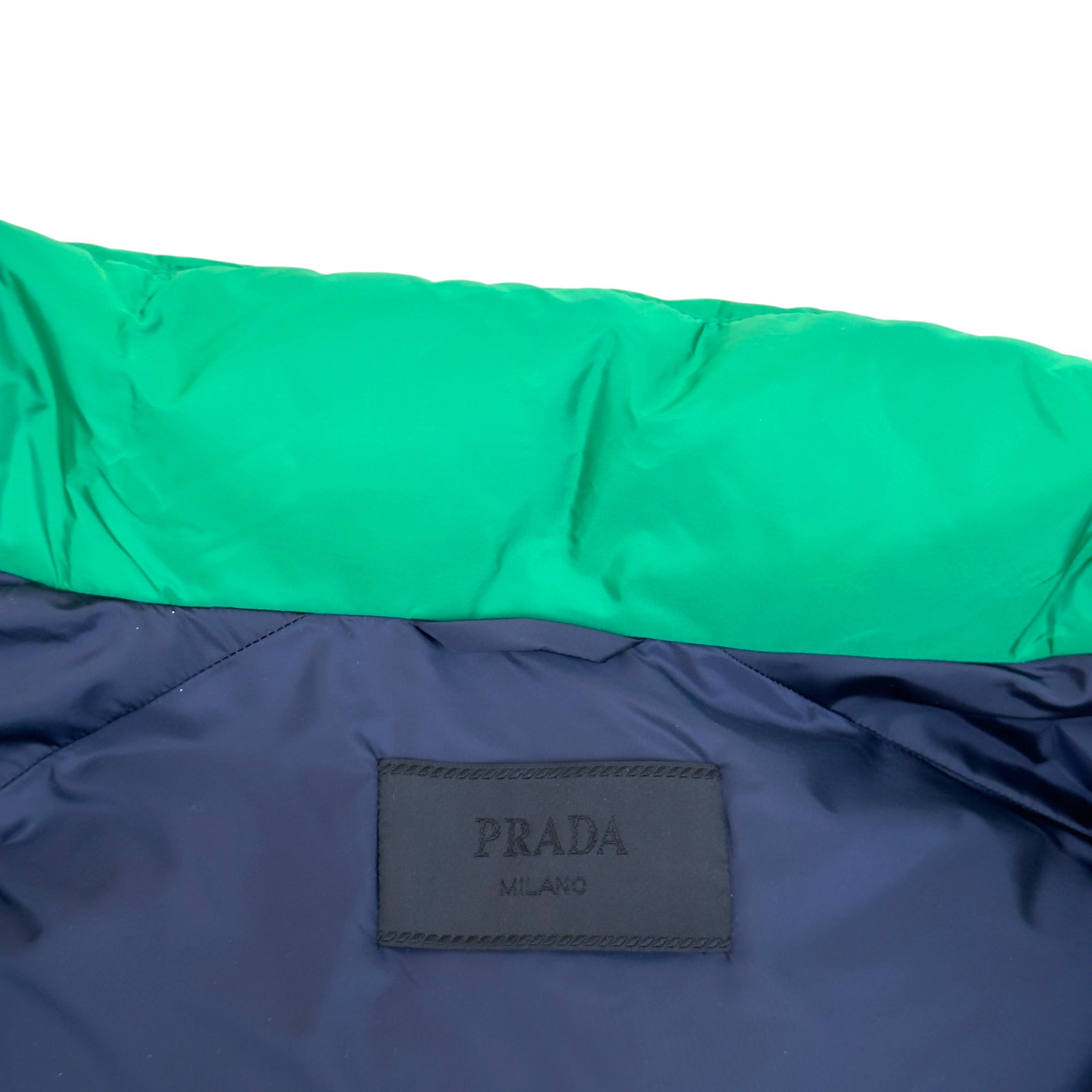 PRADA DOWN HOODED PUFFER JACKET GREEN 56 / XL