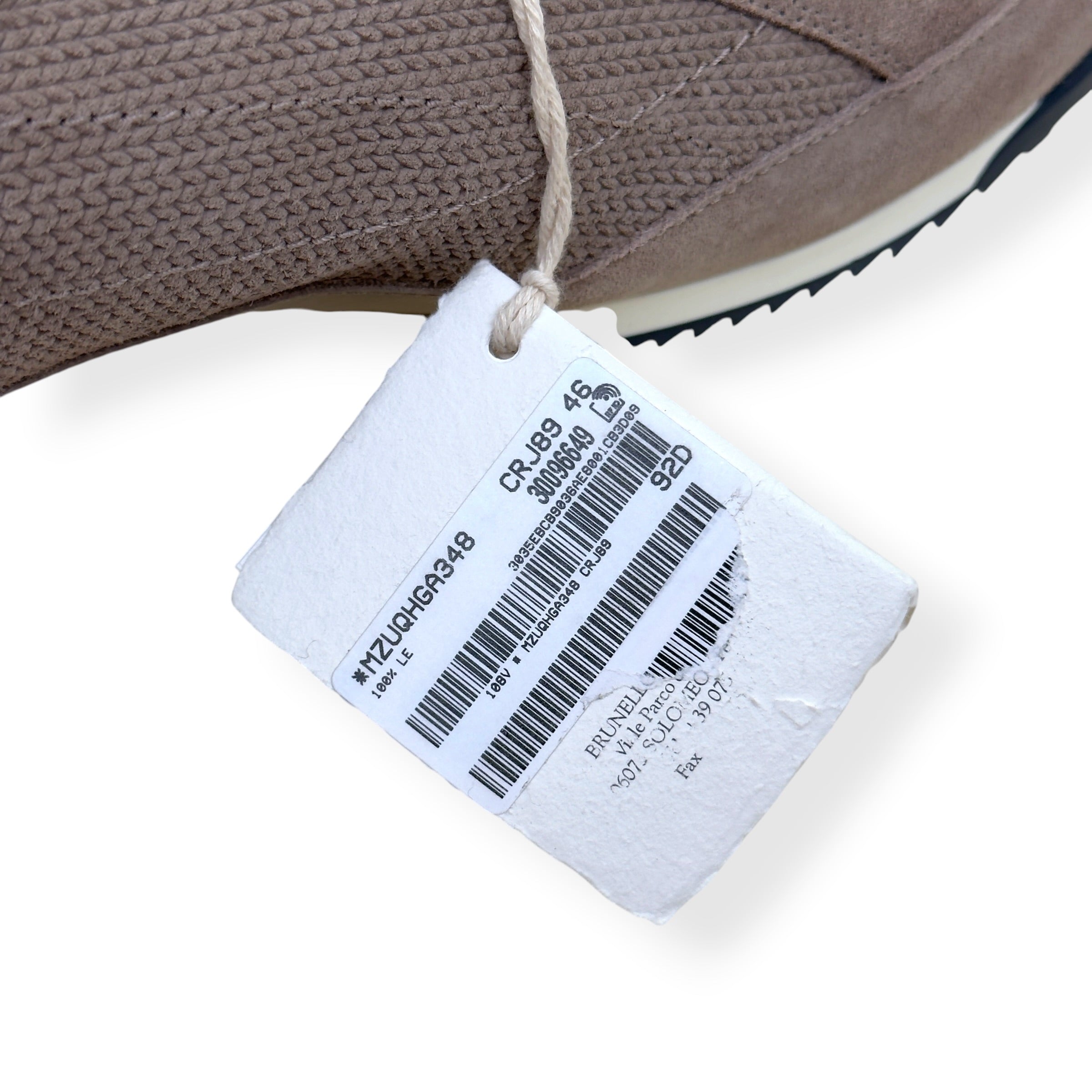 BRUNELLO CUCINELLI LEATHER-TRIMMED SUEDE SNEAKER TAUPE 46 / UK12