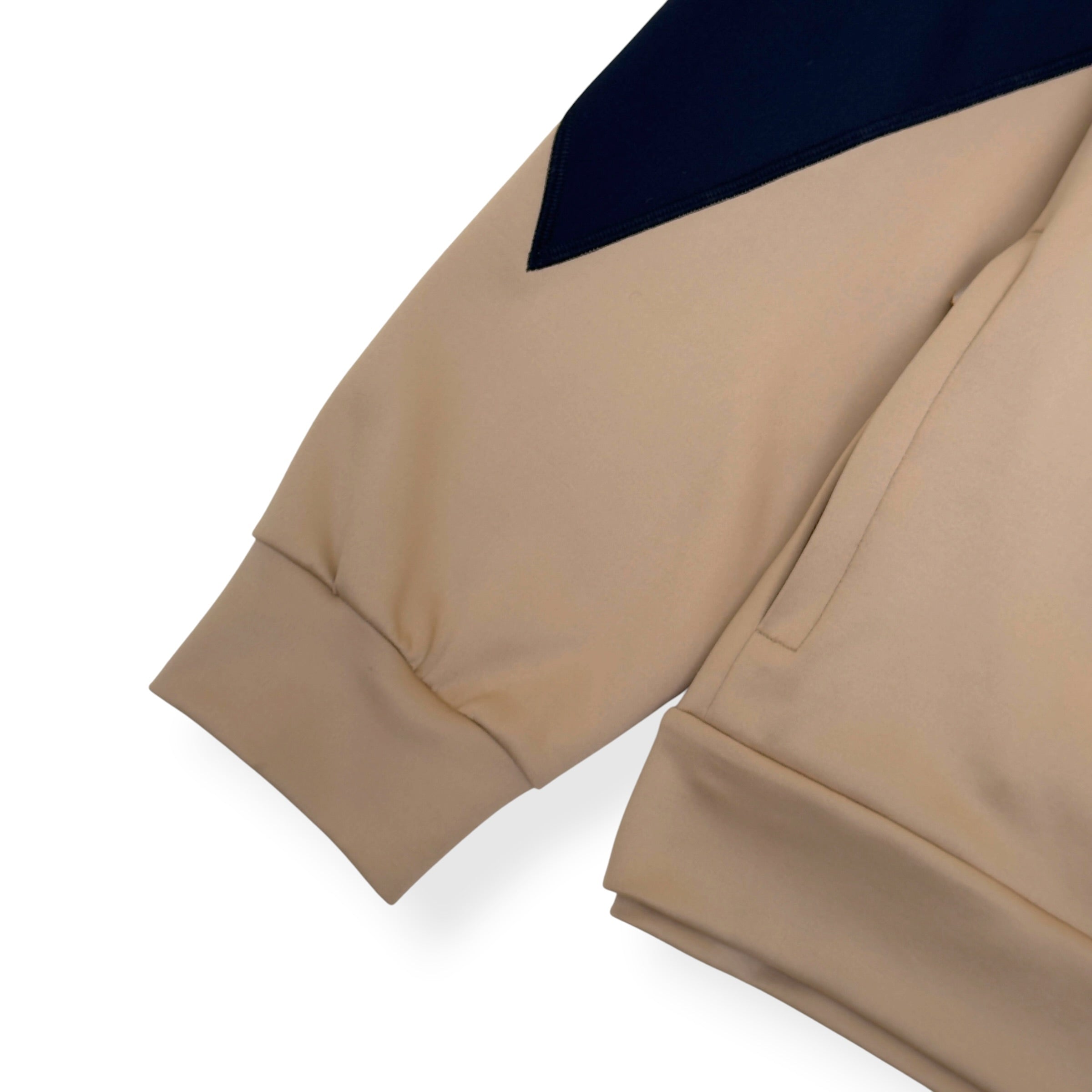 DOLCE GABBANA DG LOGO QUARTER ZIP SWEATSHIRT NAVY BEIGE 54 / XL