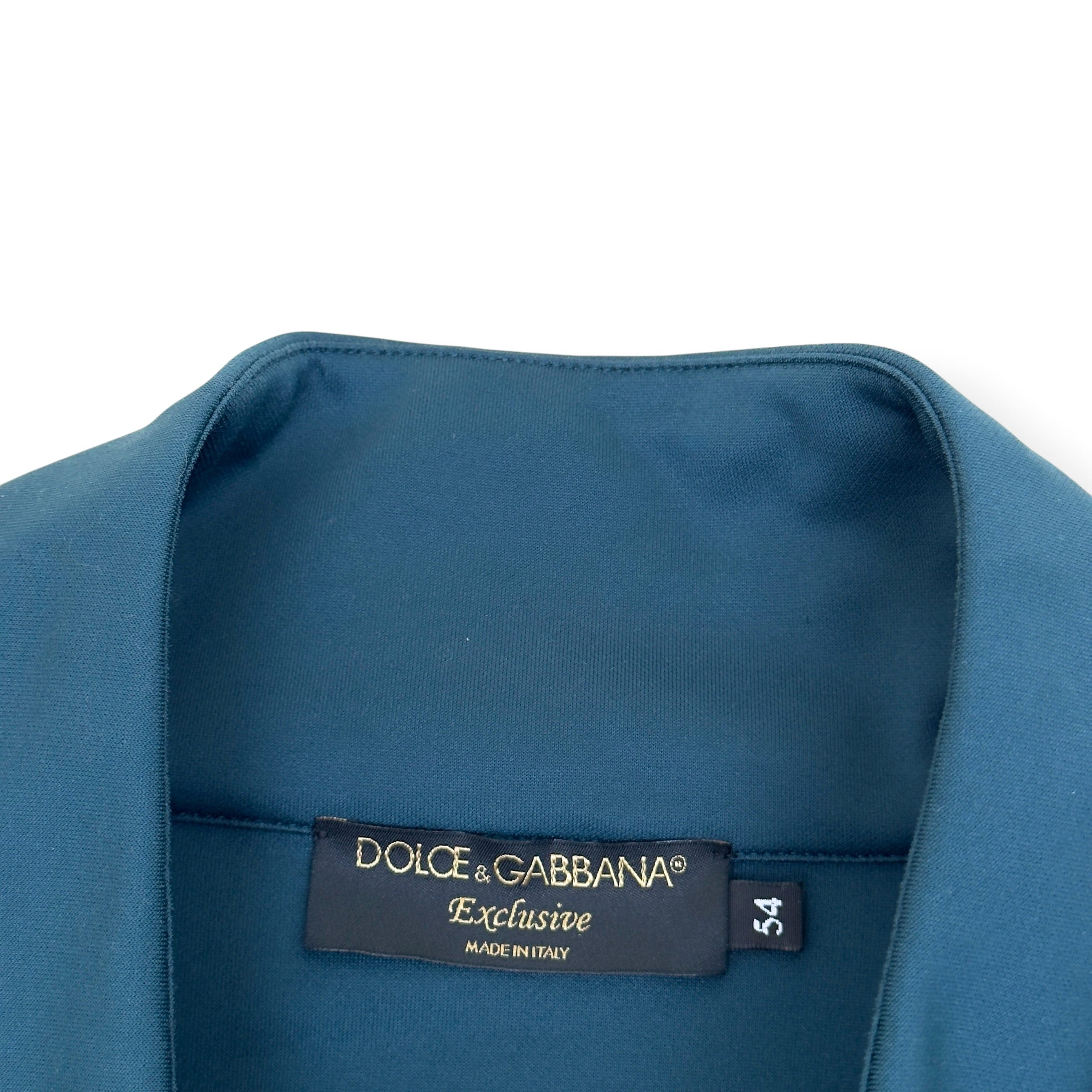 DOLCE GABBANA DG LOGO QUARTER ZIP SWEATSHIRT NAVY BEIGE 54 / XL