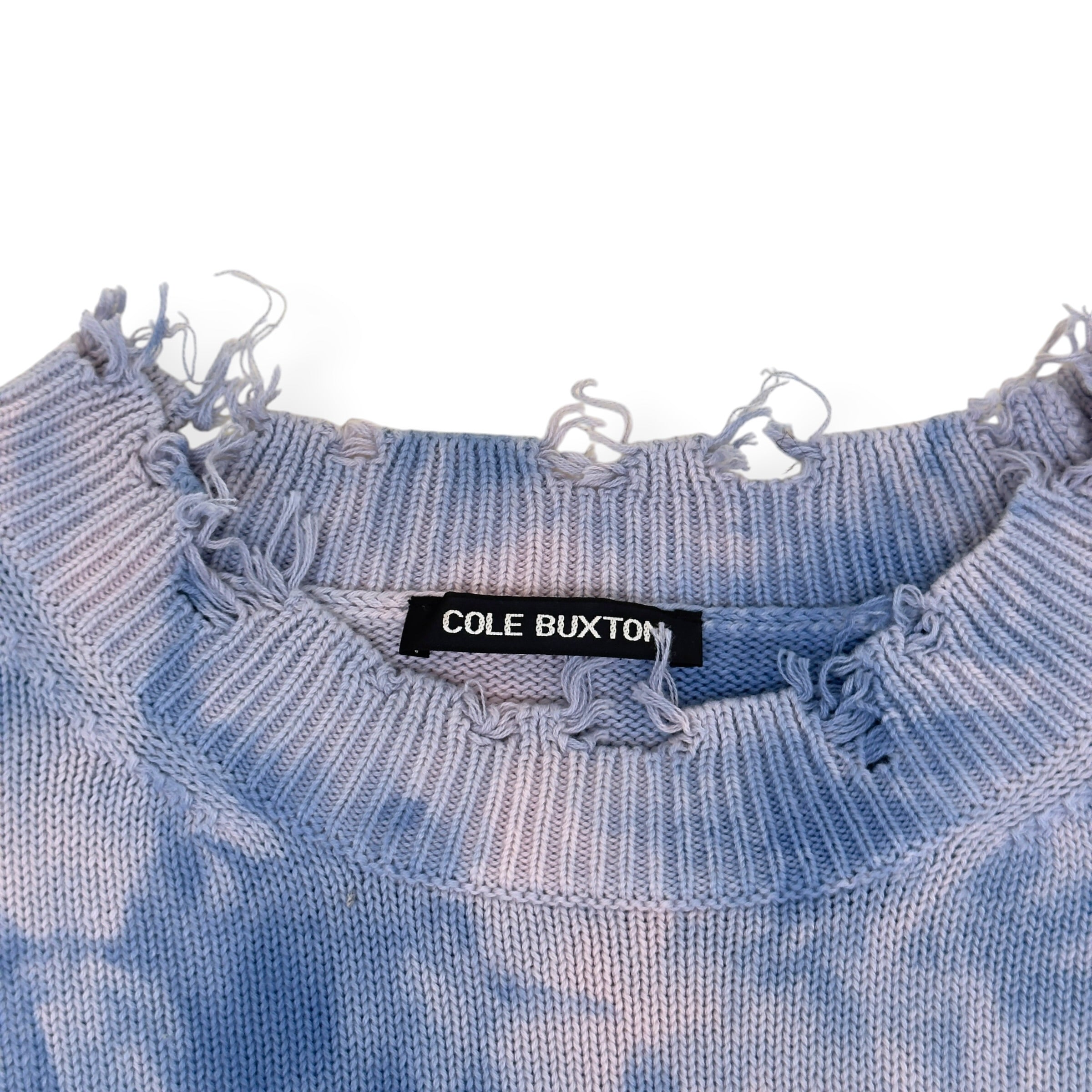 COLE BUXTON TIE DYE DISTRESSED JUMPER BLUE XL