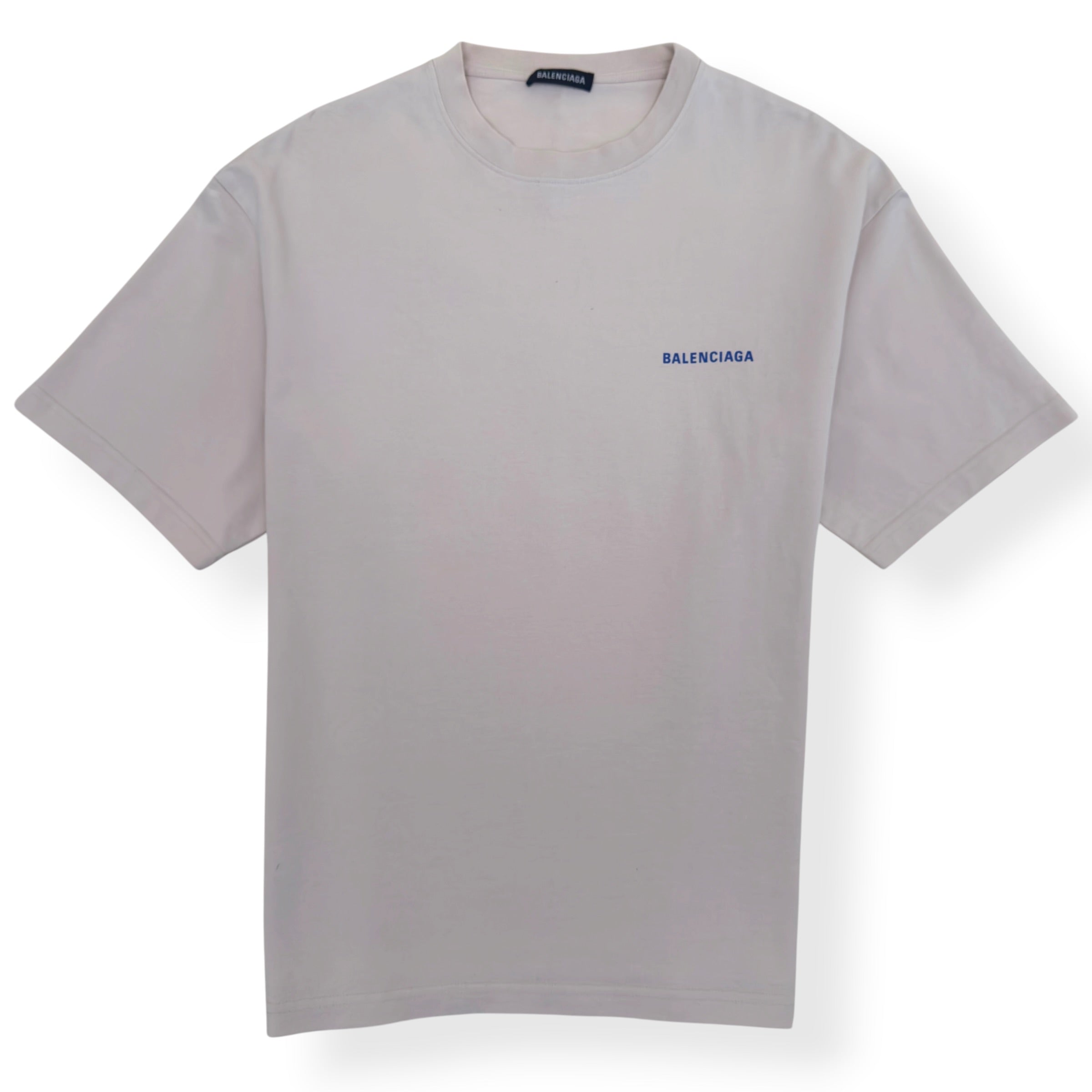 BALENCIAGA LOGO T-SHIRT ECRU / BLUE M