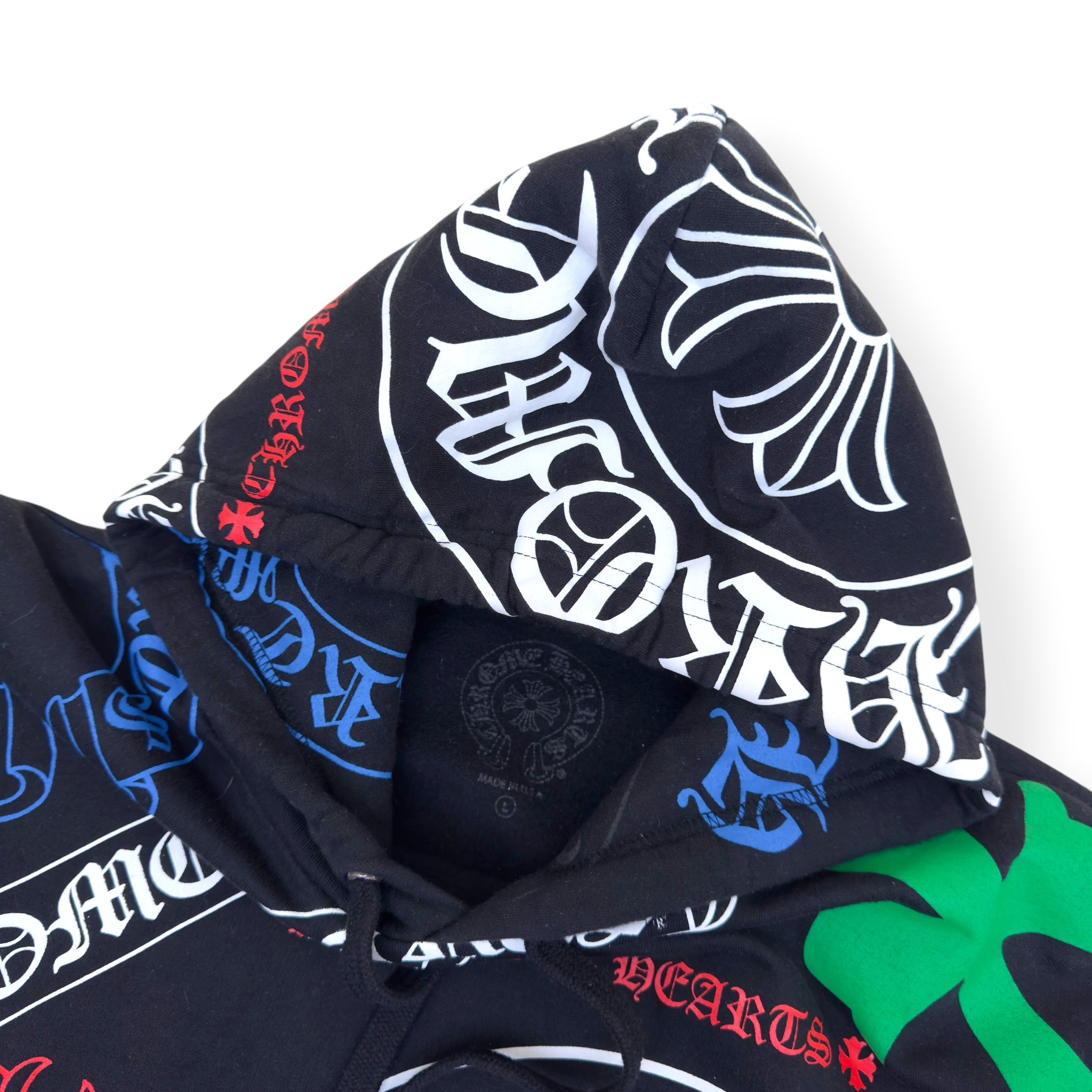 CHROME HEARTS STENCIL MONOGRAM HOODIE BLACK / MULTICOLOURED L