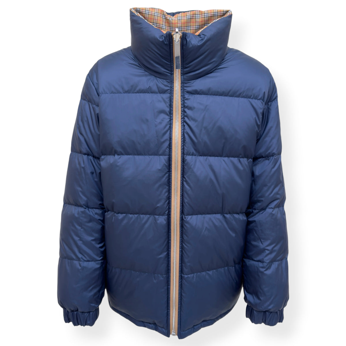 BURBERRY REVERSIBLE CHECK PUFFER JACKET BEIGE / NAVY XL