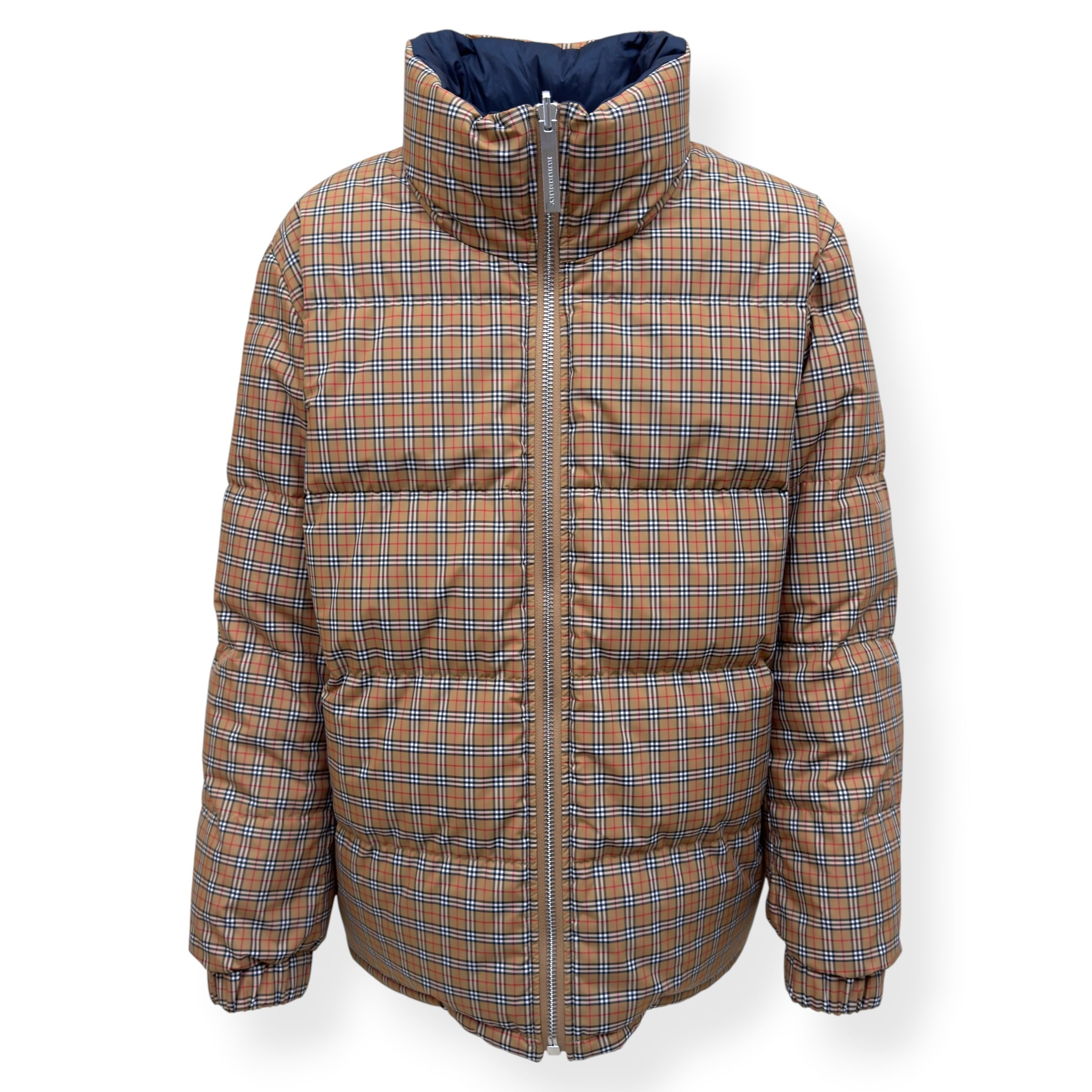 BURBERRY REVERSIBLE CHECK PUFFER JACKET BEIGE / NAVY XL