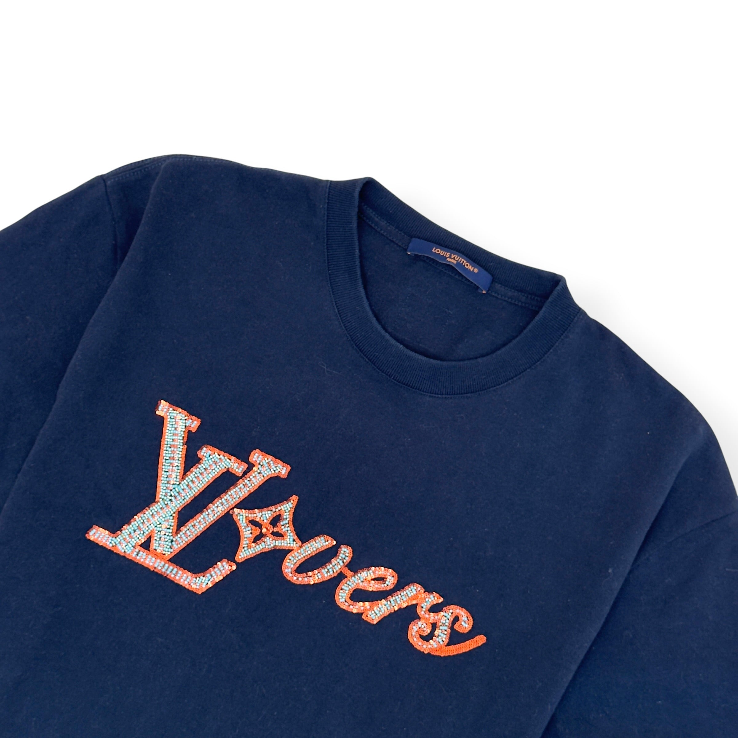 LOUIS VUITTON LOVERS EMBROIDERED T-SHIRT NAVY L