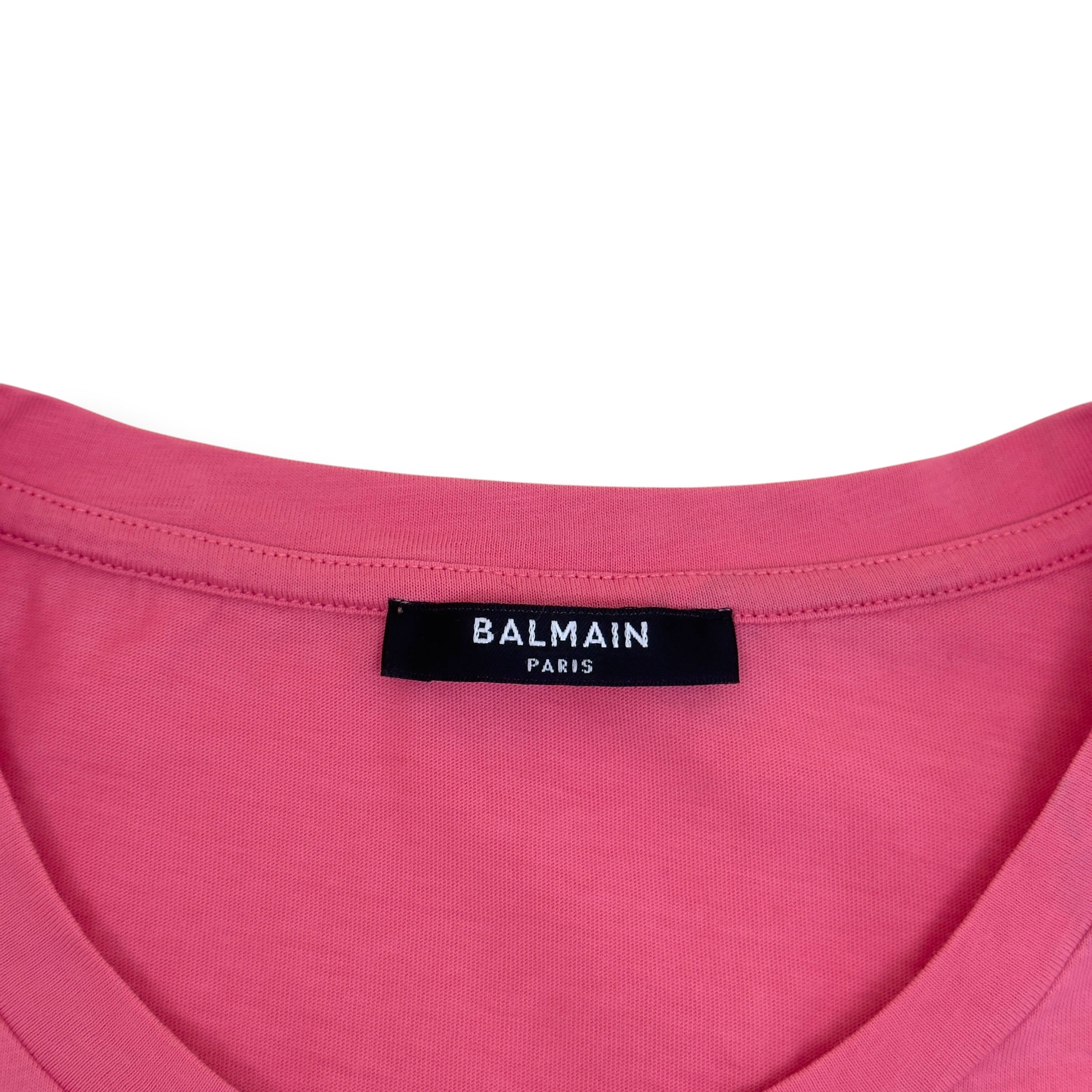 BALMAIN SMALL LOGO T-SHIRT PINK L