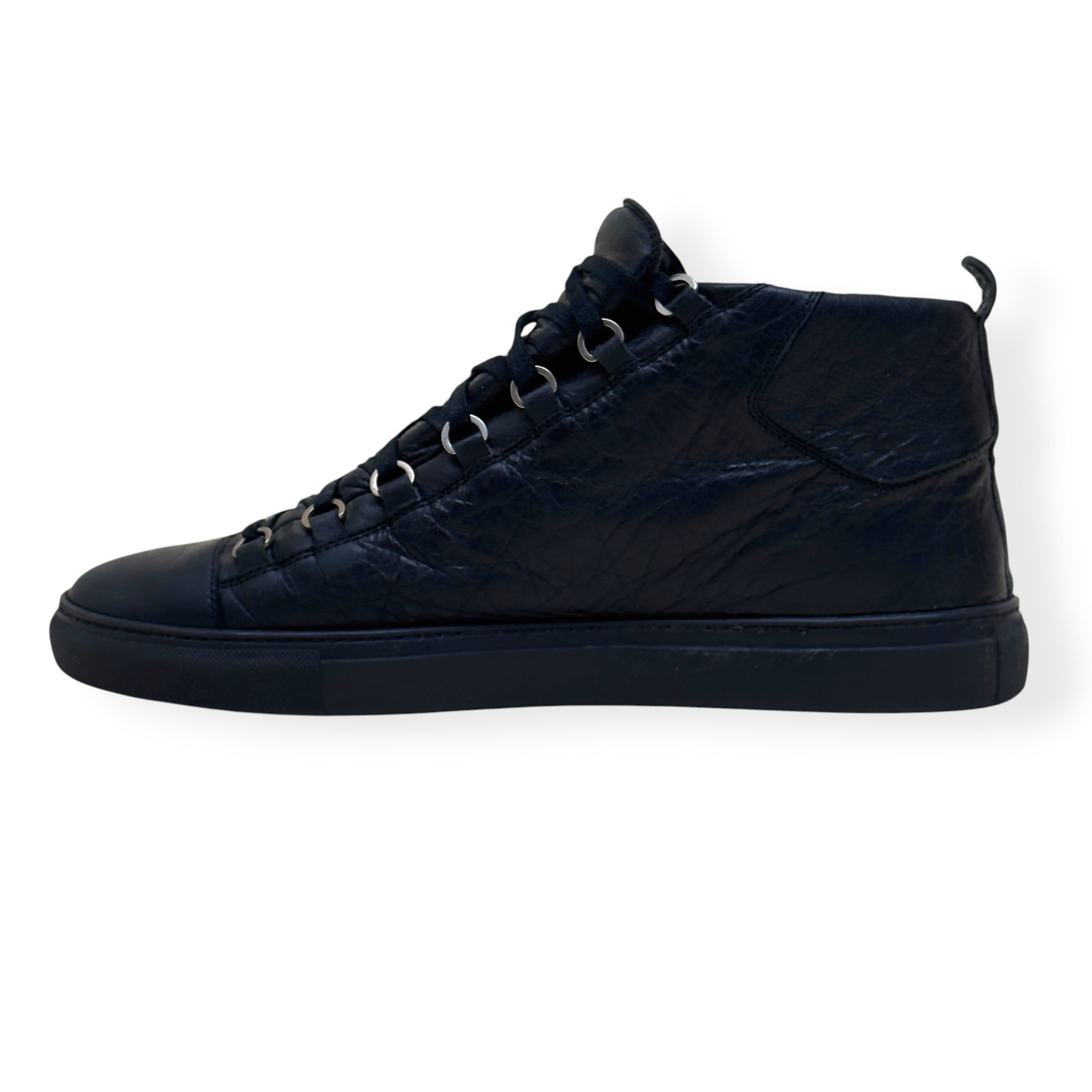 BALENCIAGA ARENA LEATHER HIGH-TOP SNEAKER BLACK 45 / UK11
